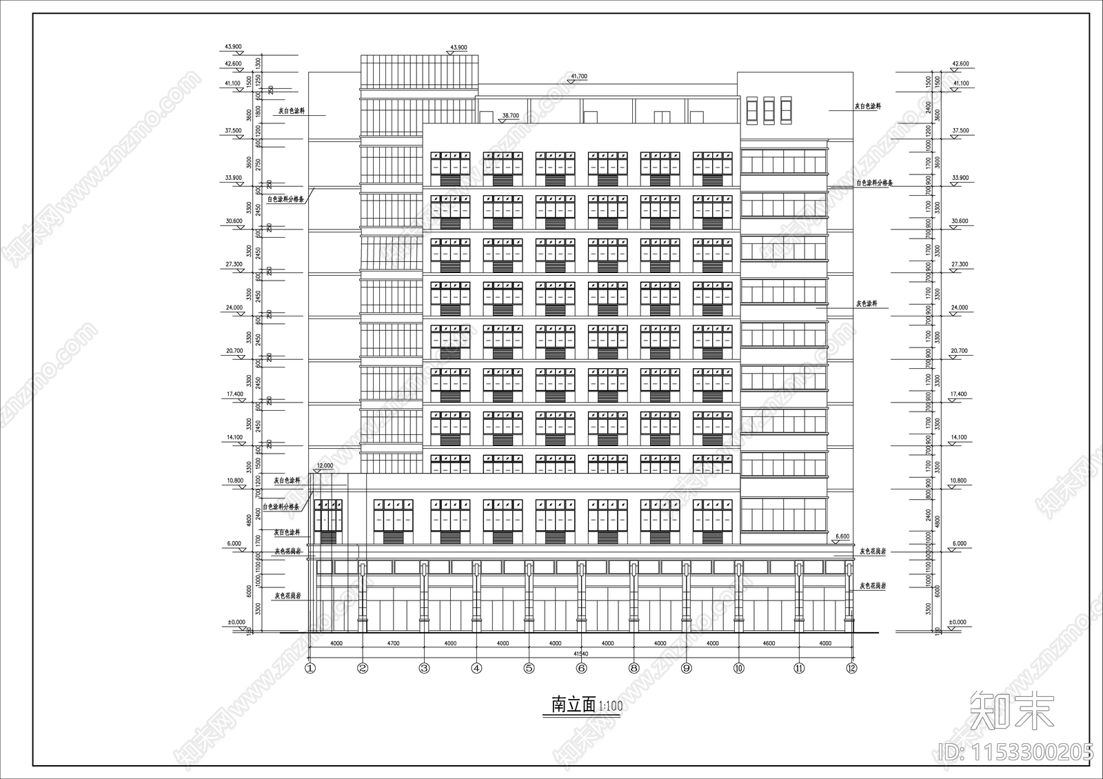 农机公司办公大楼建筑cad施工图下载【ID:1153300205】