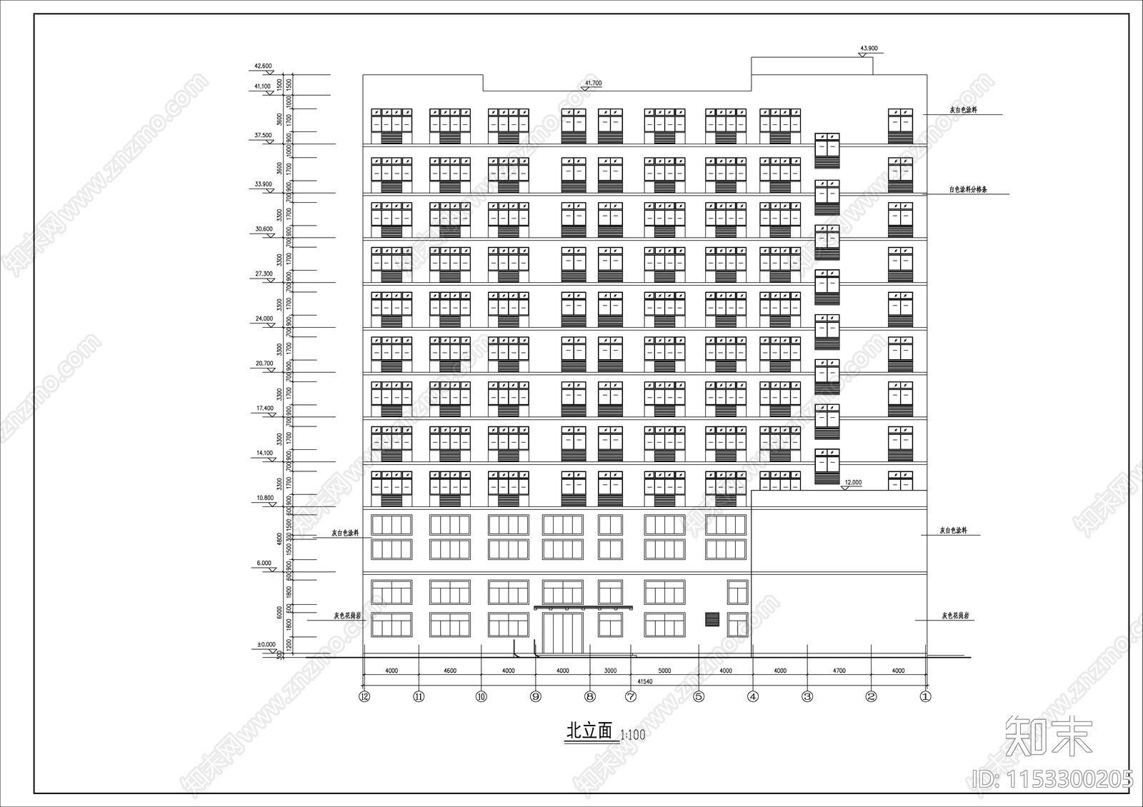 农机公司办公大楼建筑cad施工图下载【ID:1153300205】