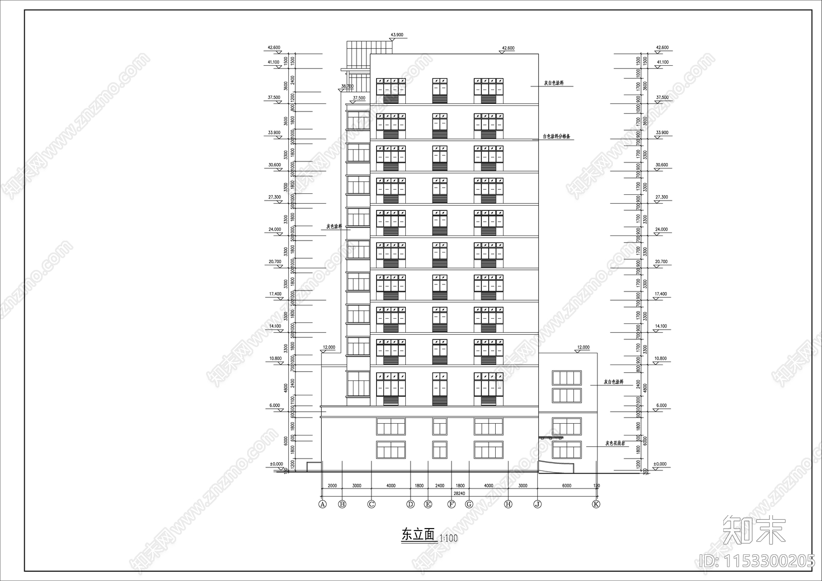 农机公司办公大楼建筑cad施工图下载【ID:1153300205】