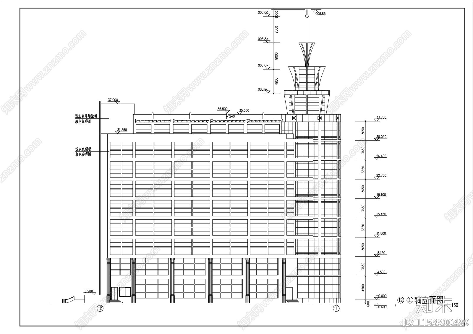 集团公司科研信息中心建筑cad施工图下载【ID:1153300499】