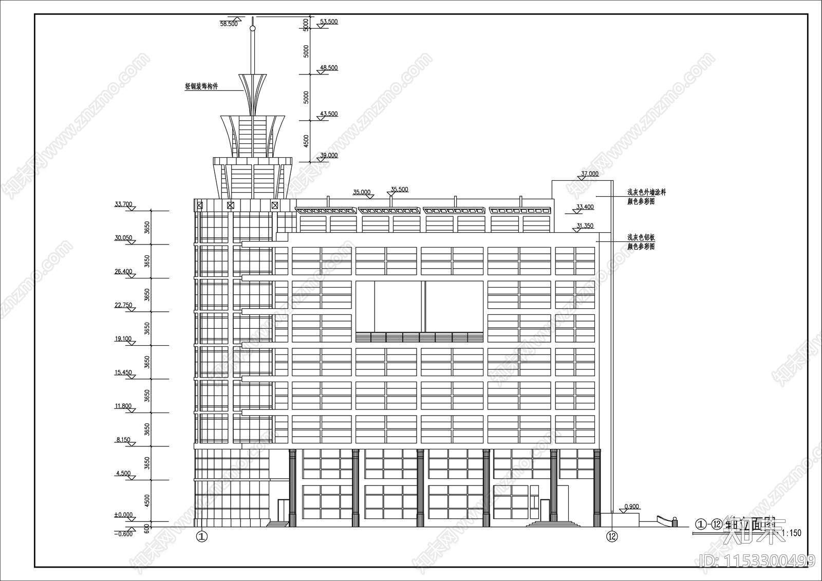 集团公司科研信息中心建筑cad施工图下载【ID:1153300499】