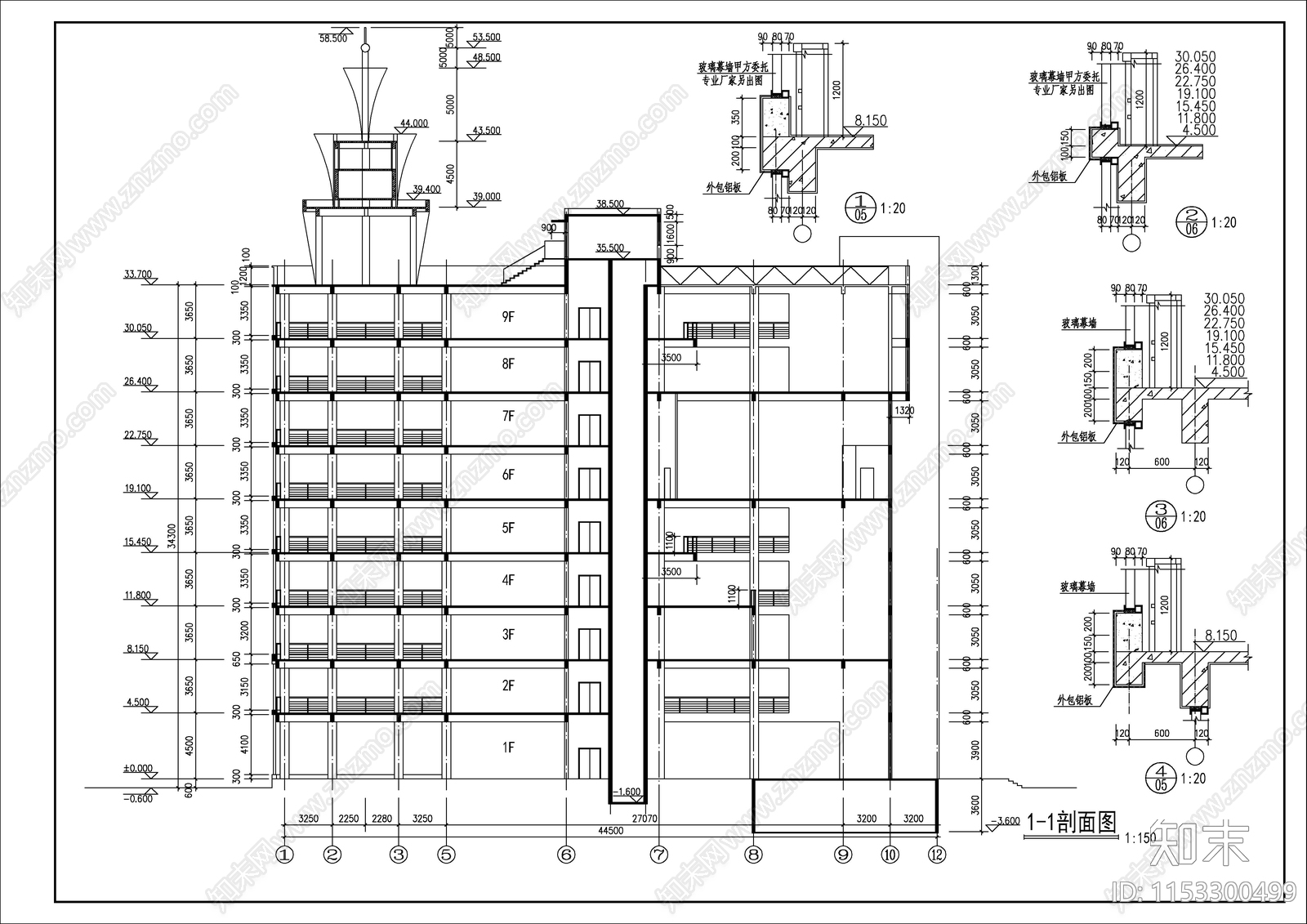 集团公司科研信息中心建筑cad施工图下载【ID:1153300499】