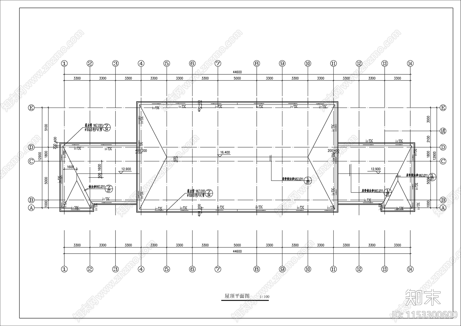 4层乡镇办公楼建筑cad施工图下载【ID:1153300600】