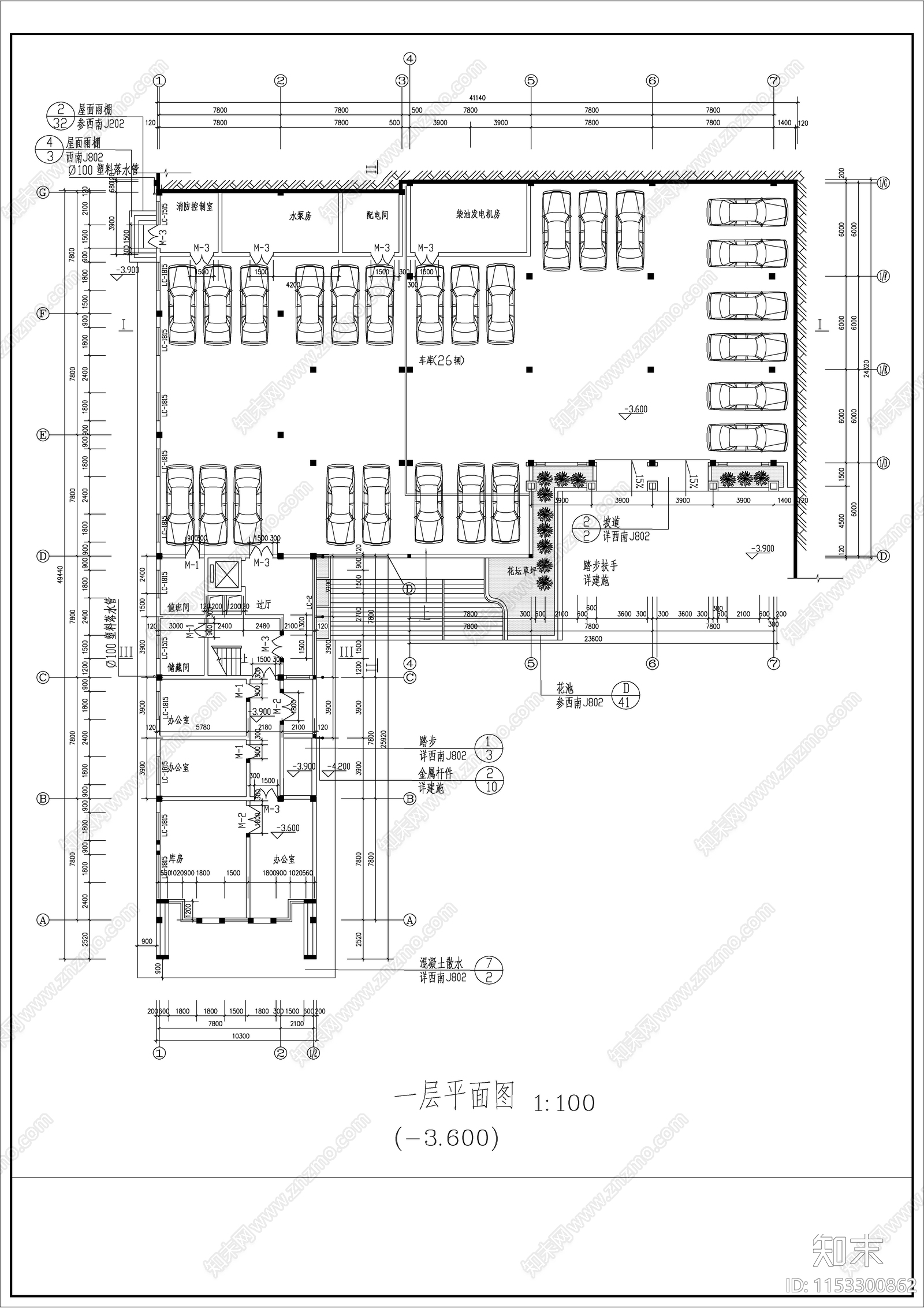 8层公安局办公楼建筑cad施工图下载【ID:1153300862】