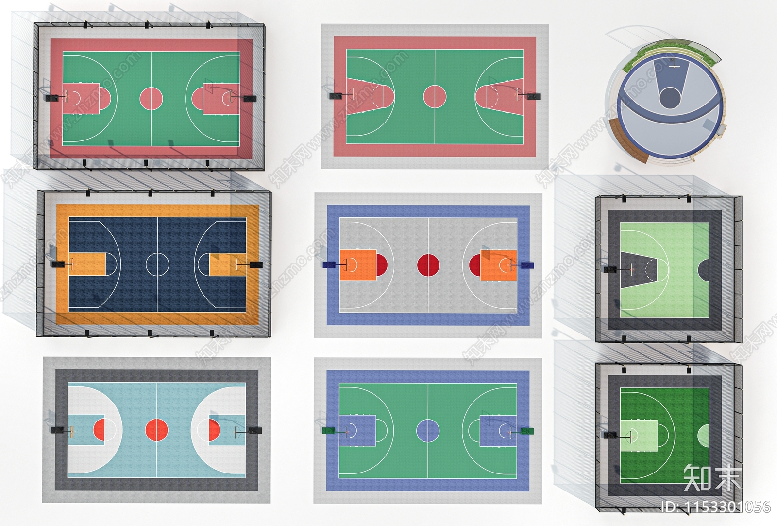 现代篮球场3D模型下载【ID:1153301056】