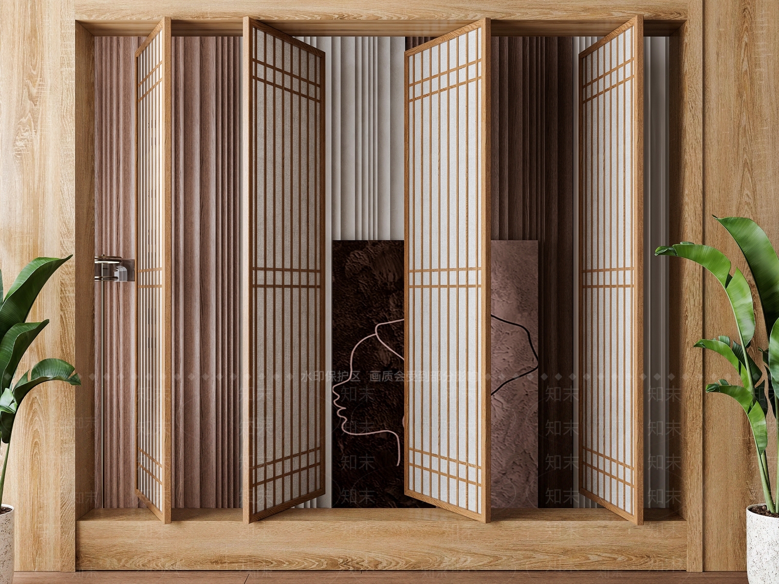 新中式折叠门SU模型下载【ID:1153301780】