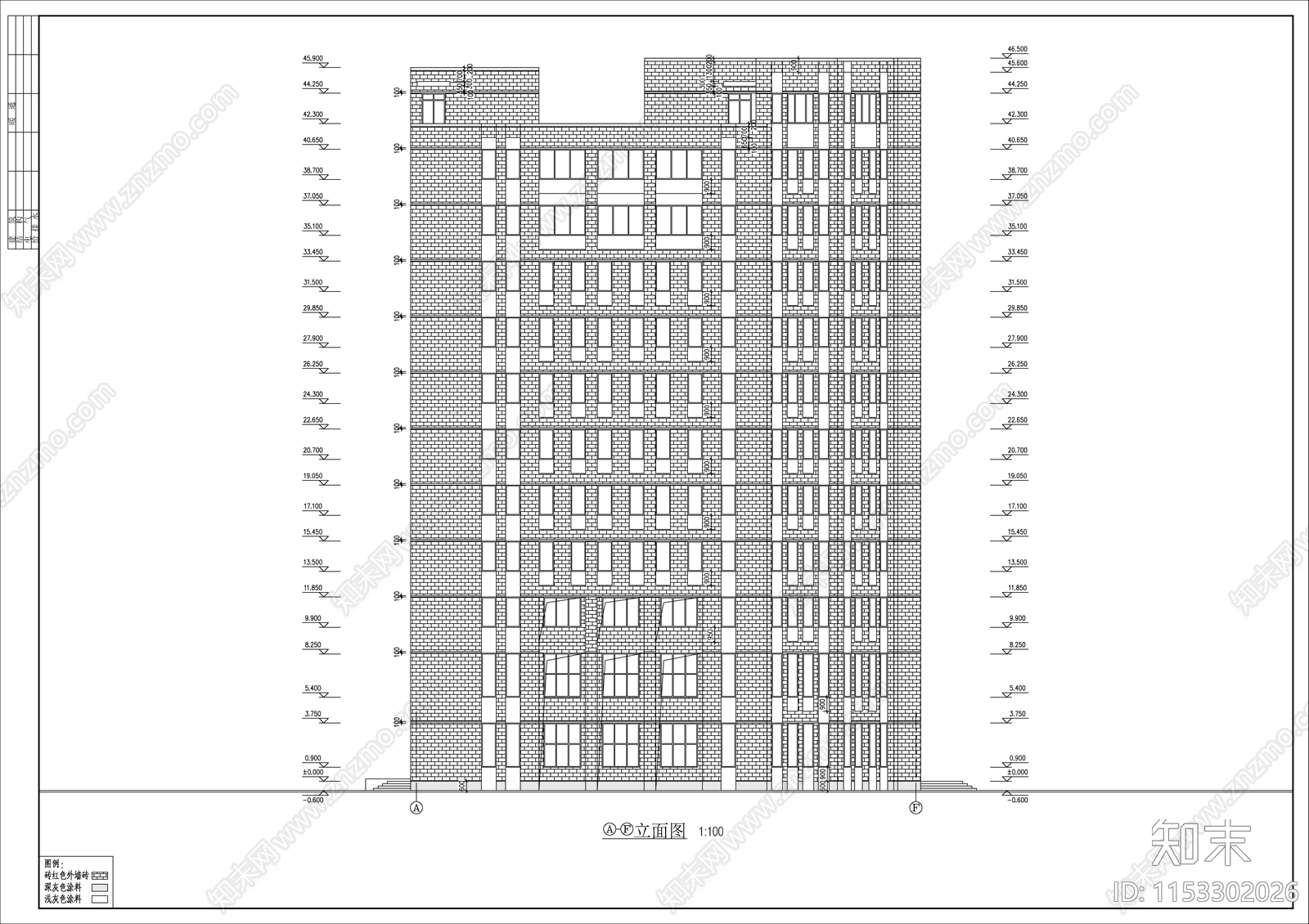 12层办公楼建筑cad施工图下载【ID:1153302026】