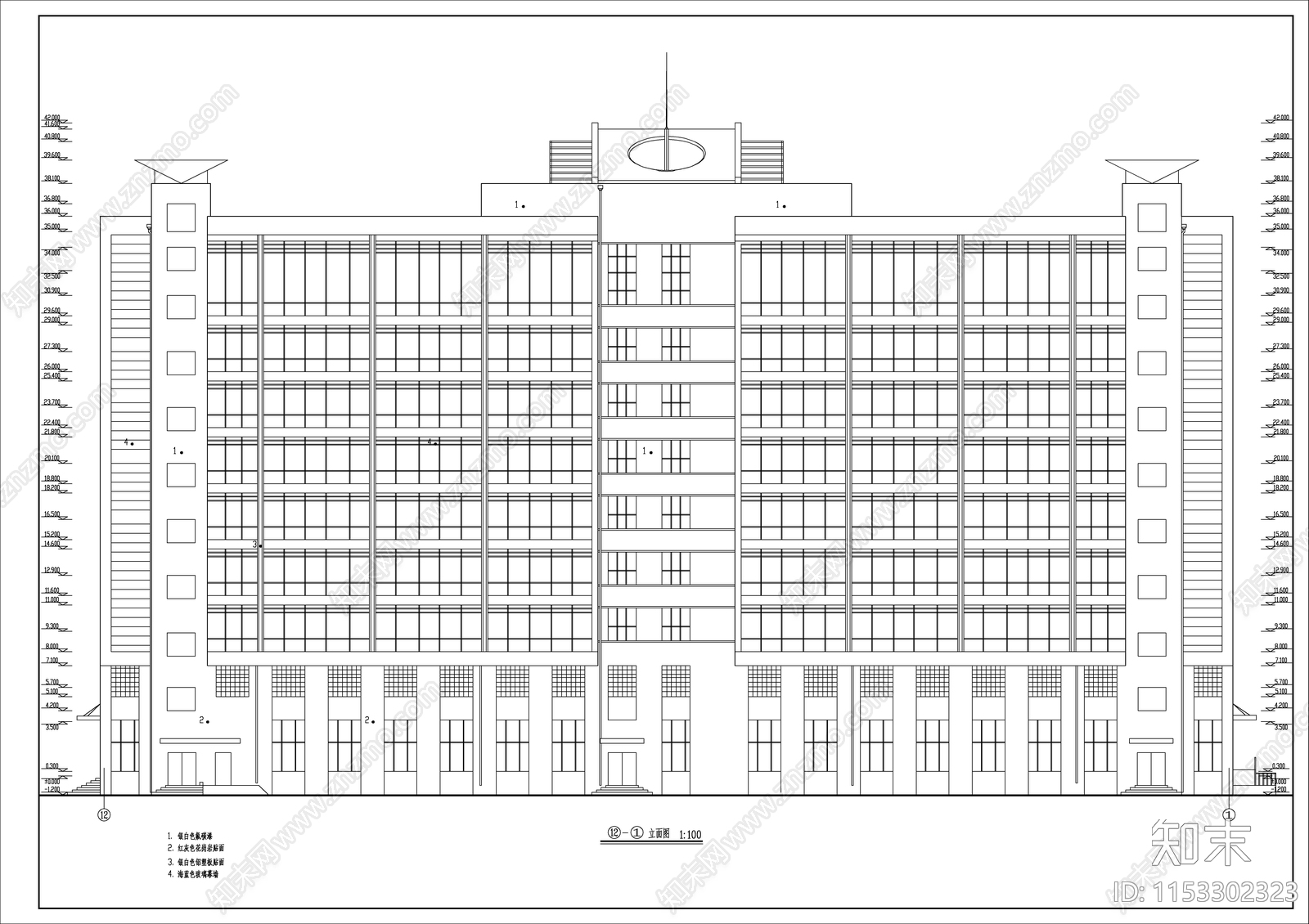 生物公司厂区办公楼建筑cad施工图下载【ID:1153302323】