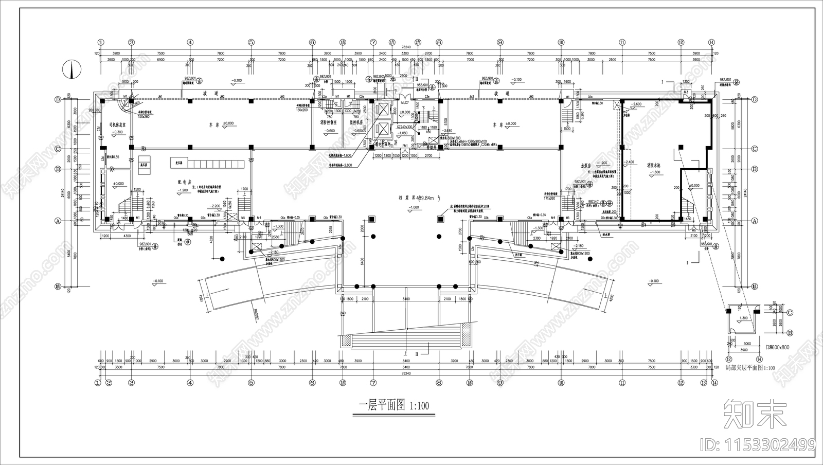就业培训办公楼cad施工图下载【ID:1153302499】