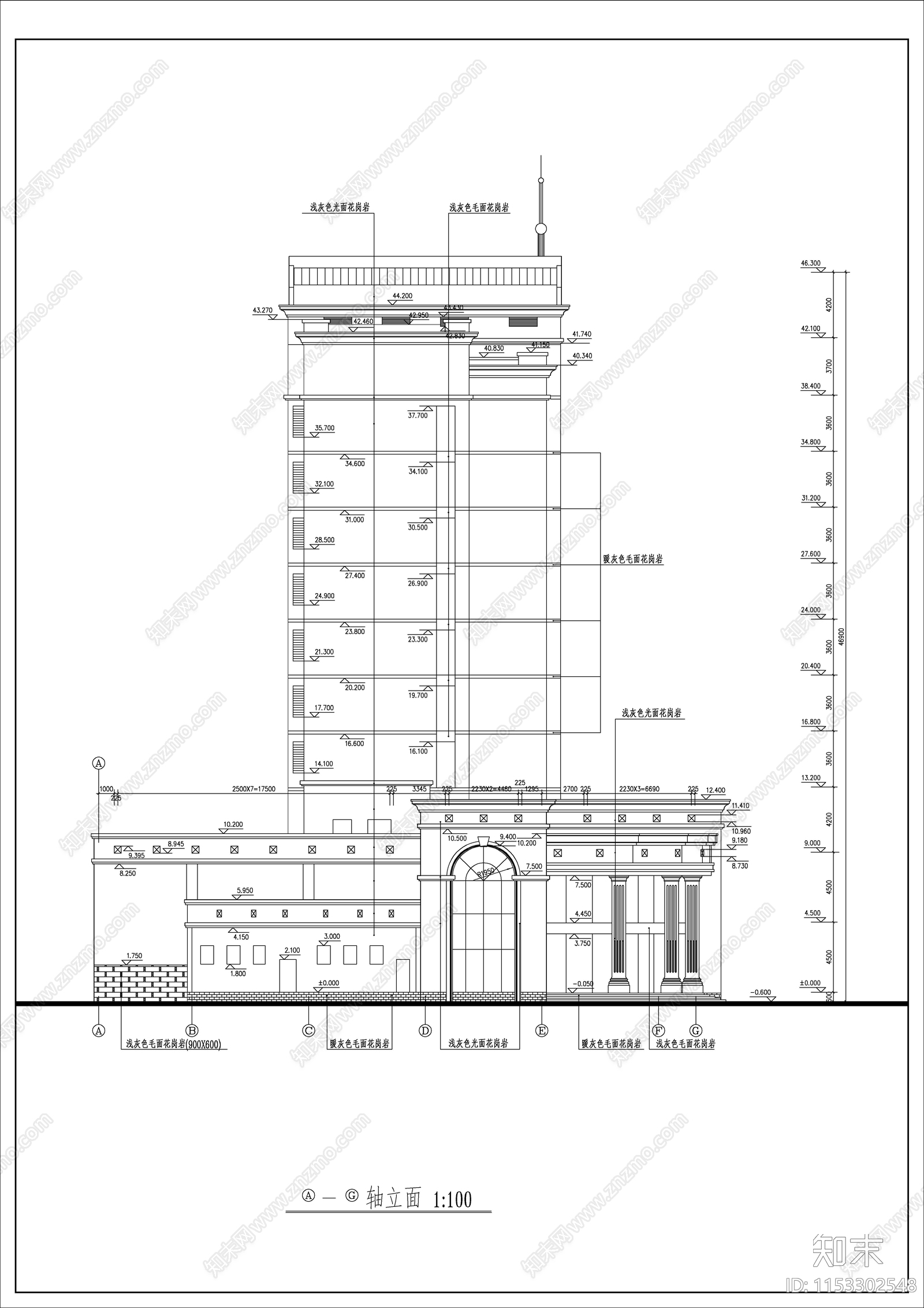 11层银行办公楼cad施工图下载【ID:1153302548】