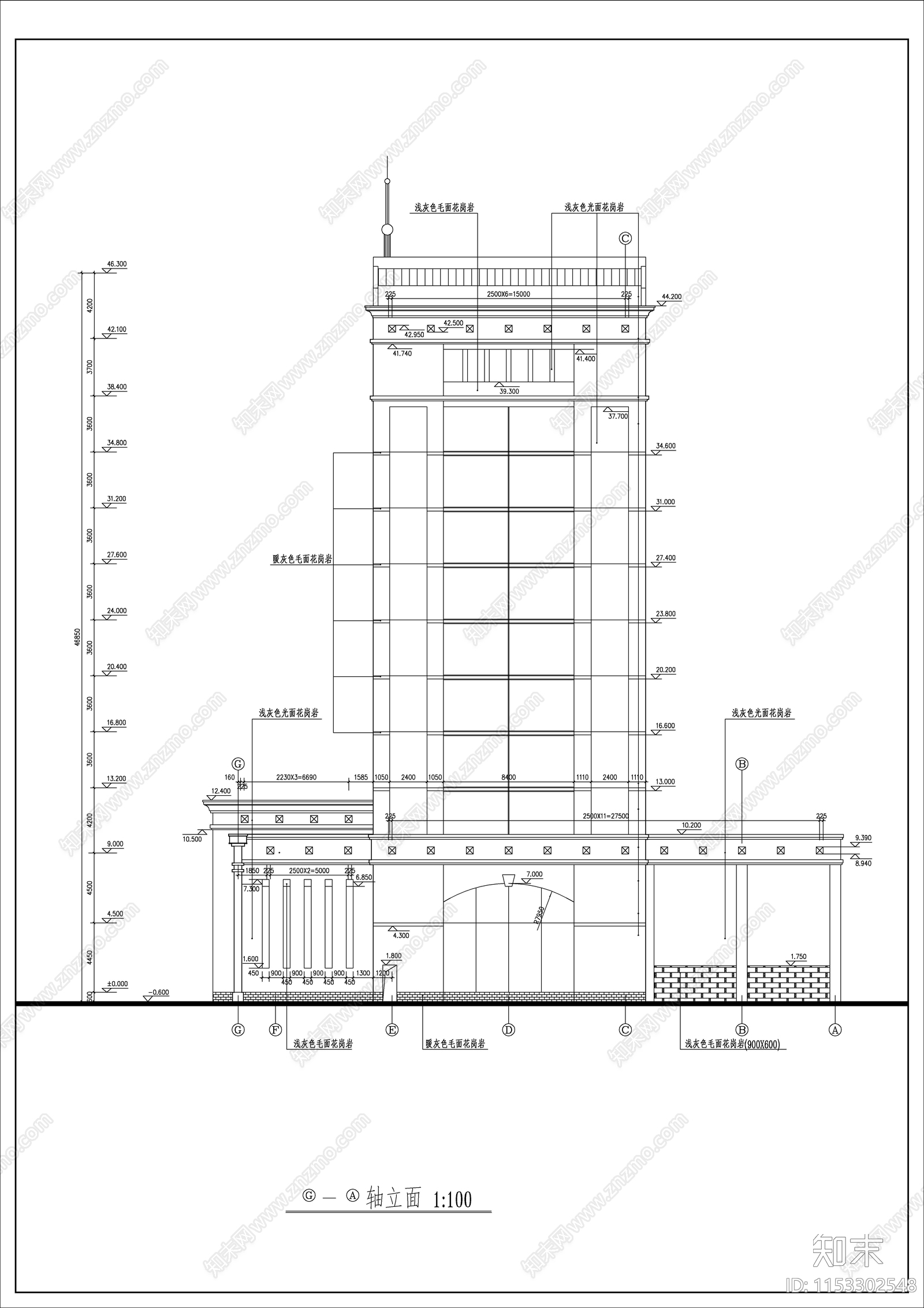 11层银行办公楼cad施工图下载【ID:1153302548】