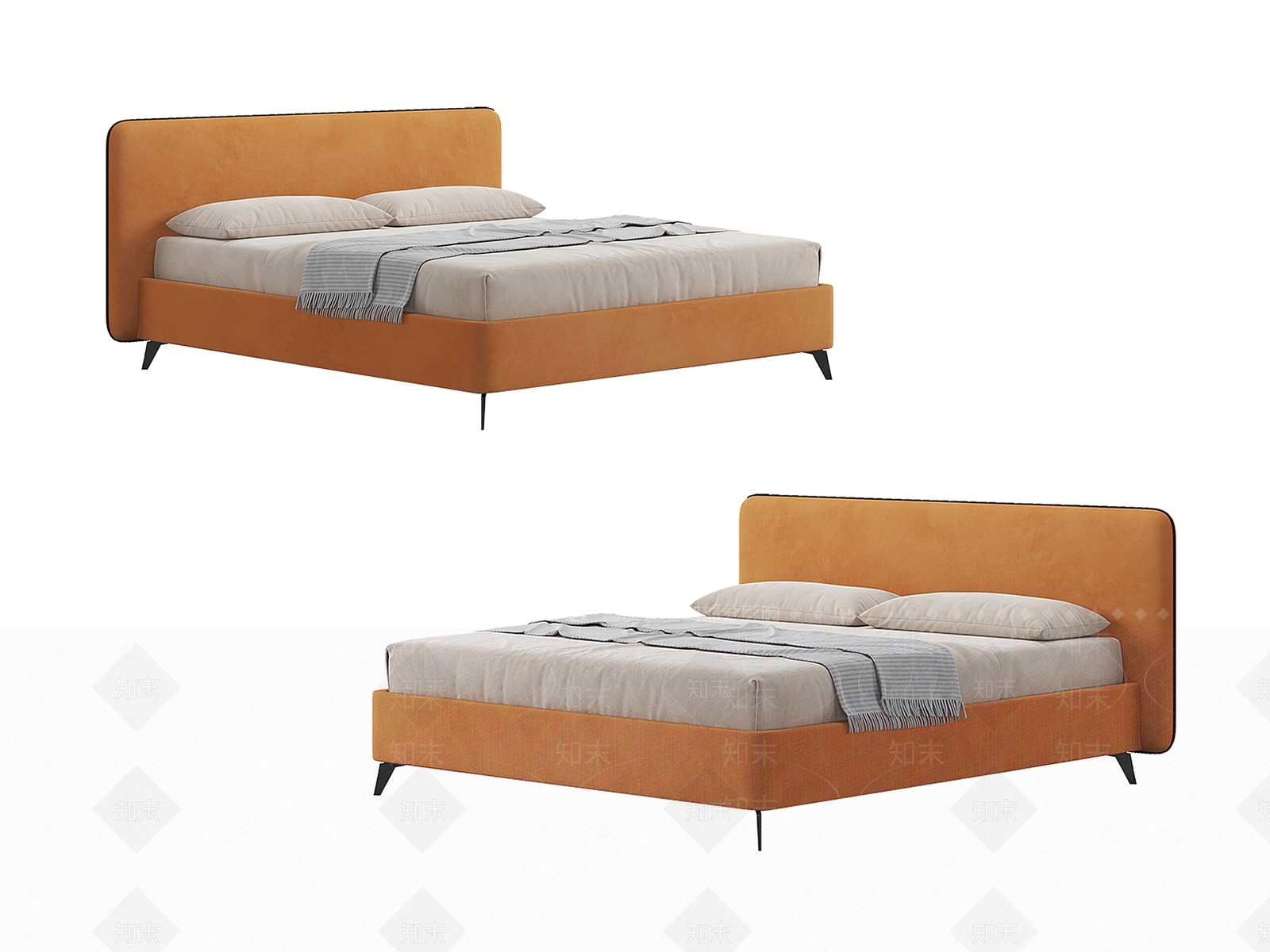 北欧简约卧室床3D模型下载【ID:1153305620】