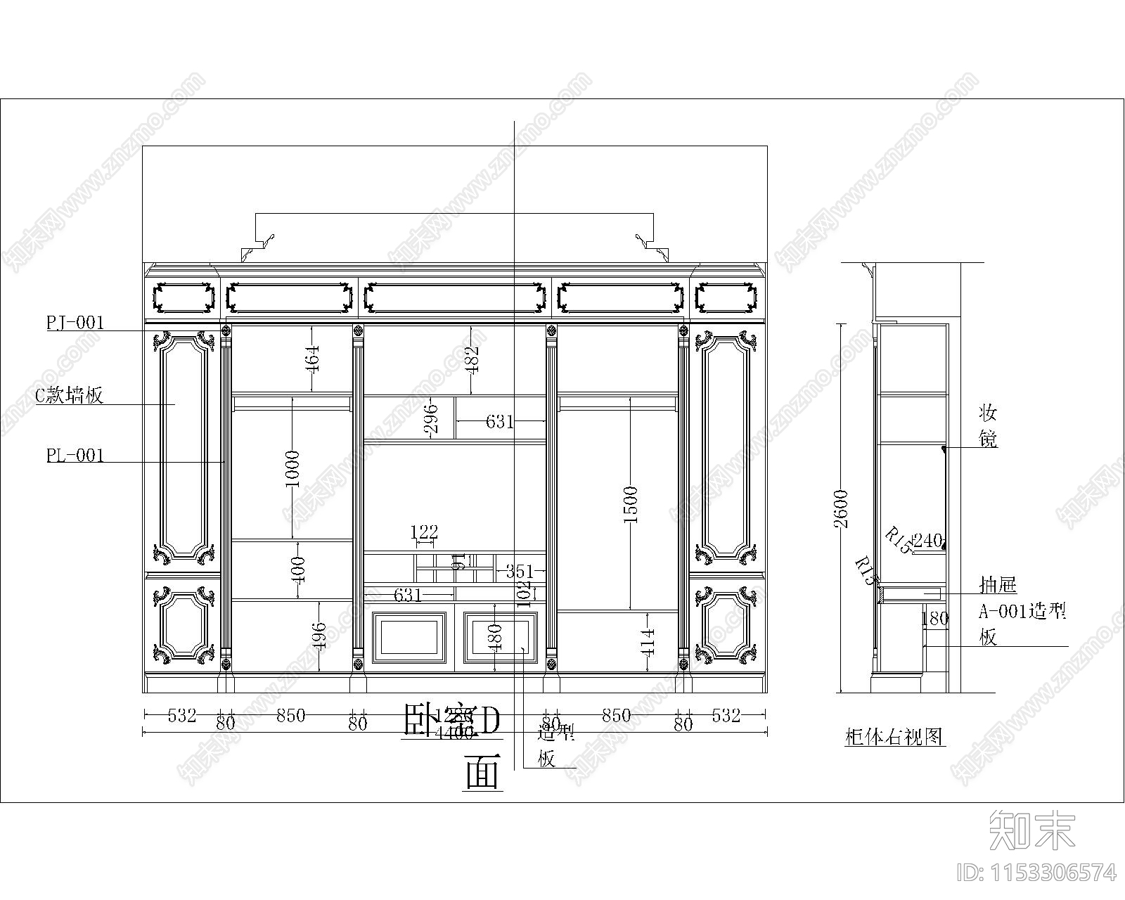 太原红星美凯龙二店卧室cad施工图下载【ID:1153306574】