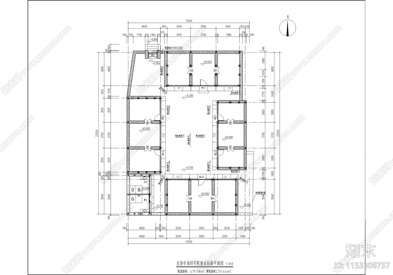 古城文物院落cad施工图下载【ID:1153306757】