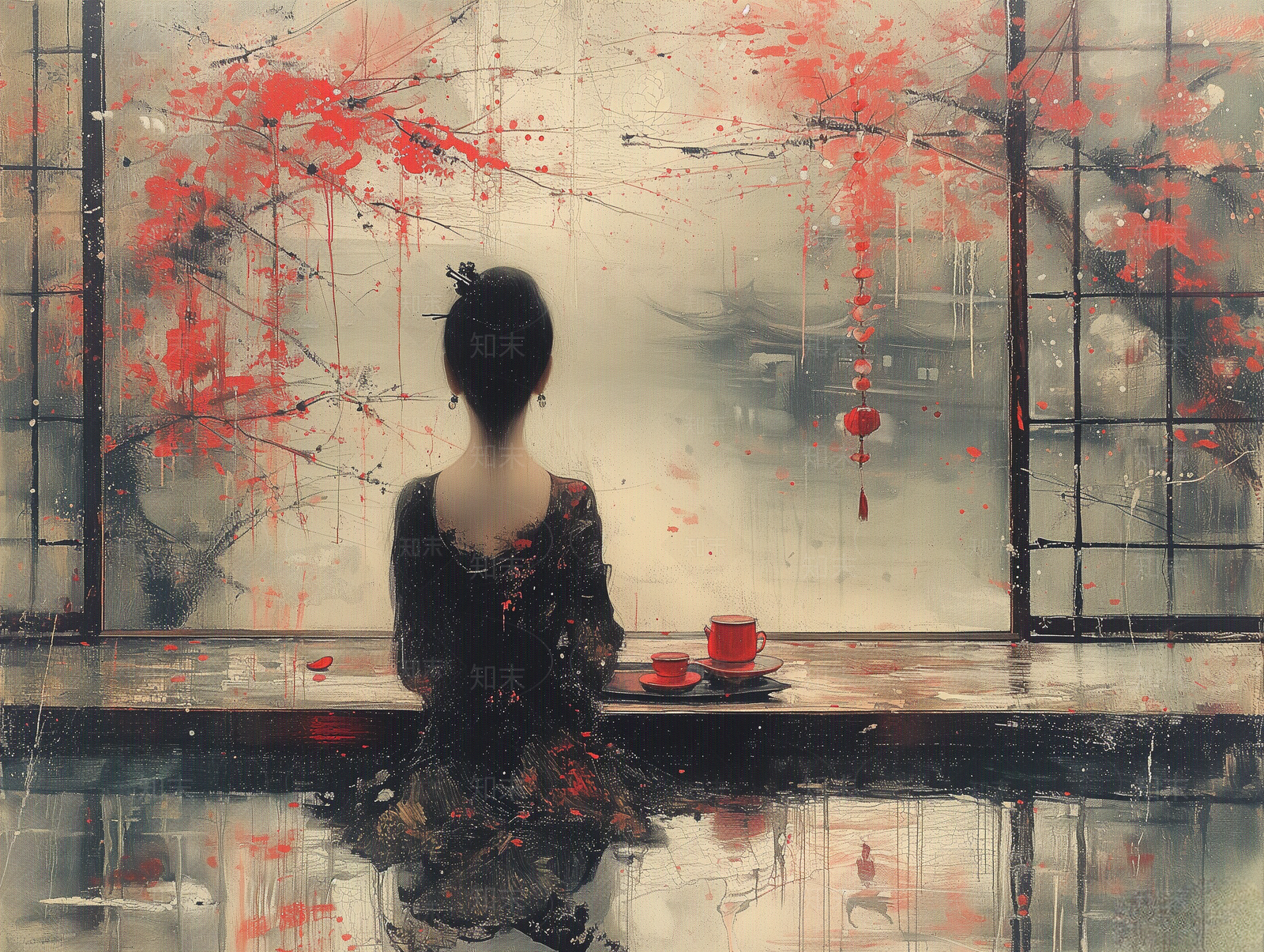 日式室内人物装饰画贴图下载【ID:1153313507】