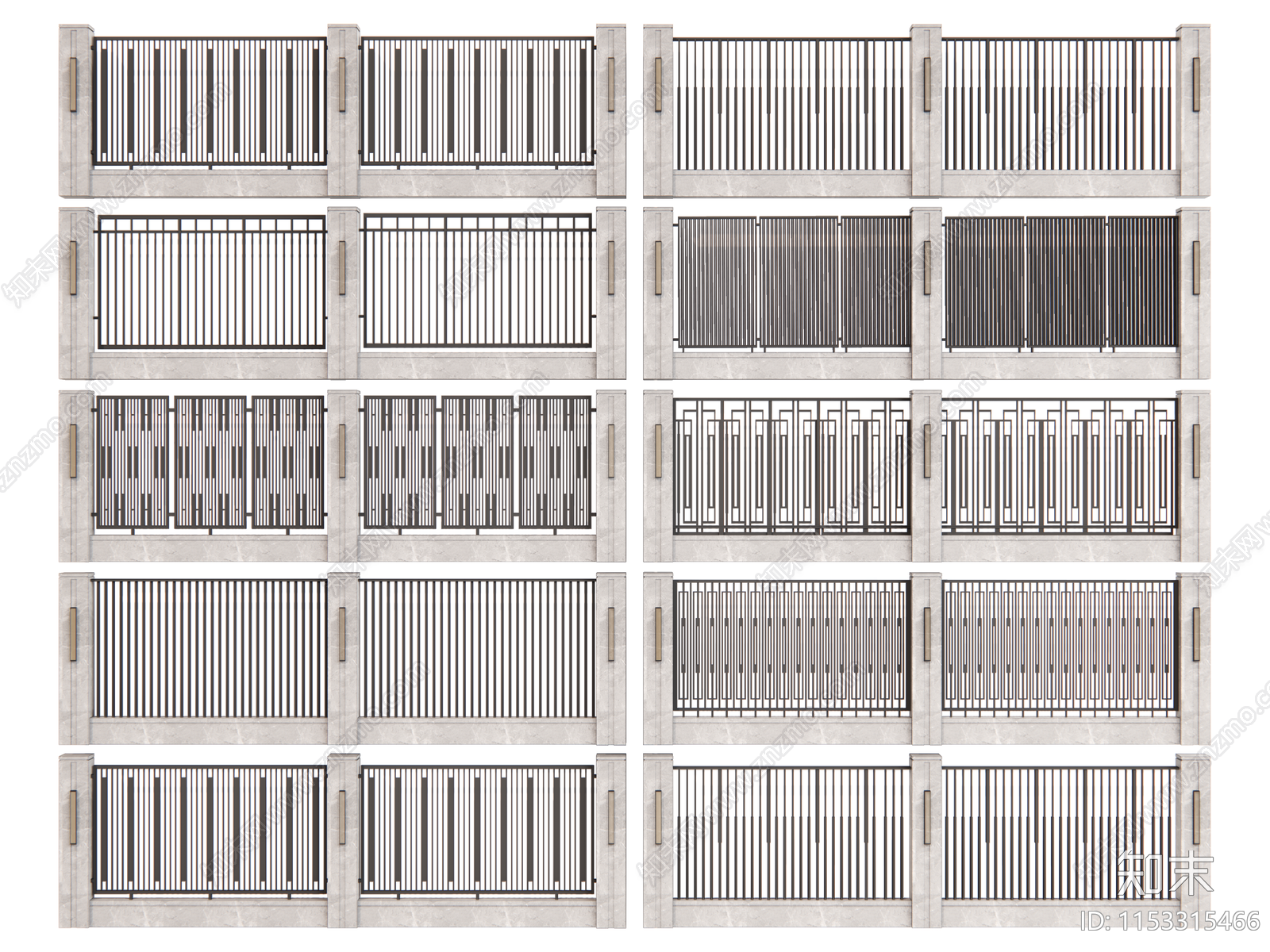现代围墙栏杆SU模型下载【ID:1153315466】