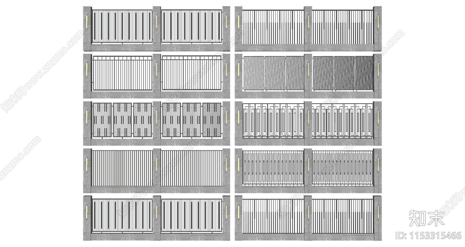 现代围墙栏杆SU模型下载【ID:1153315466】