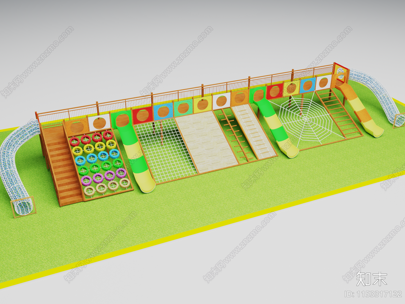 现代幼儿园户外娱乐设施3D模型下载【ID:1153317122】