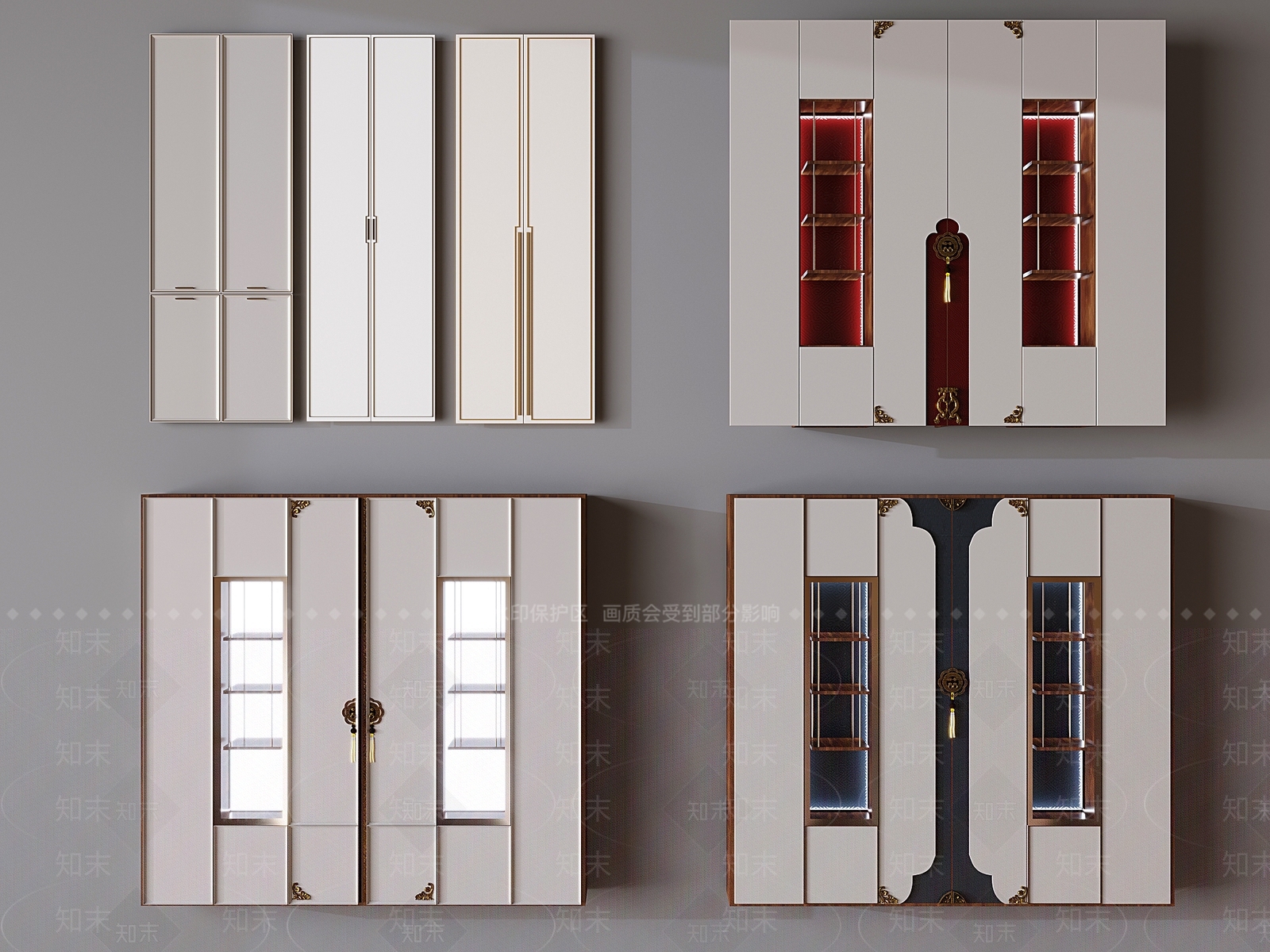 新中式柜门门板3D模型下载【ID:1153318236】