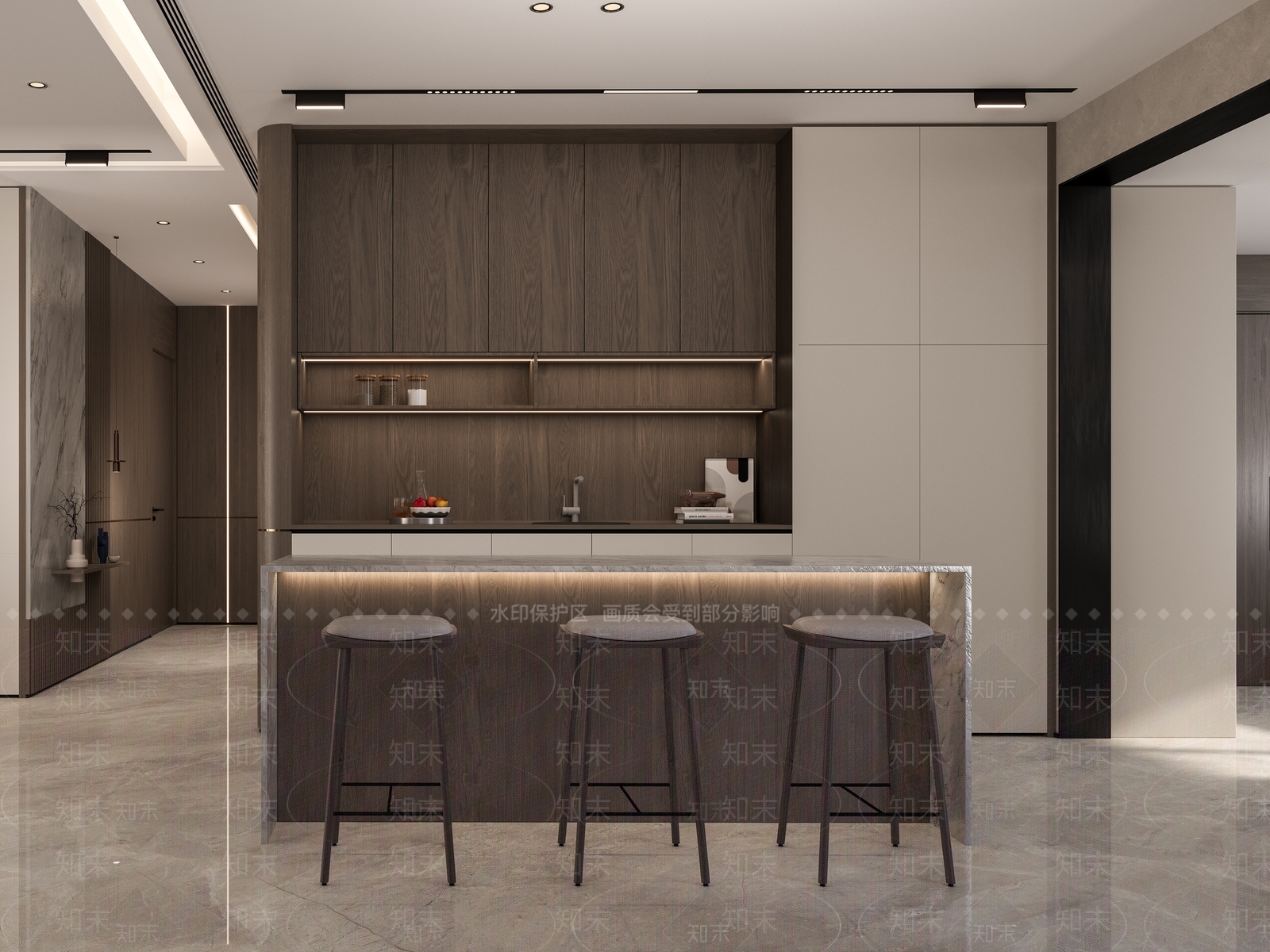 现代吧台吧椅组合3D模型下载【ID:1153319433】