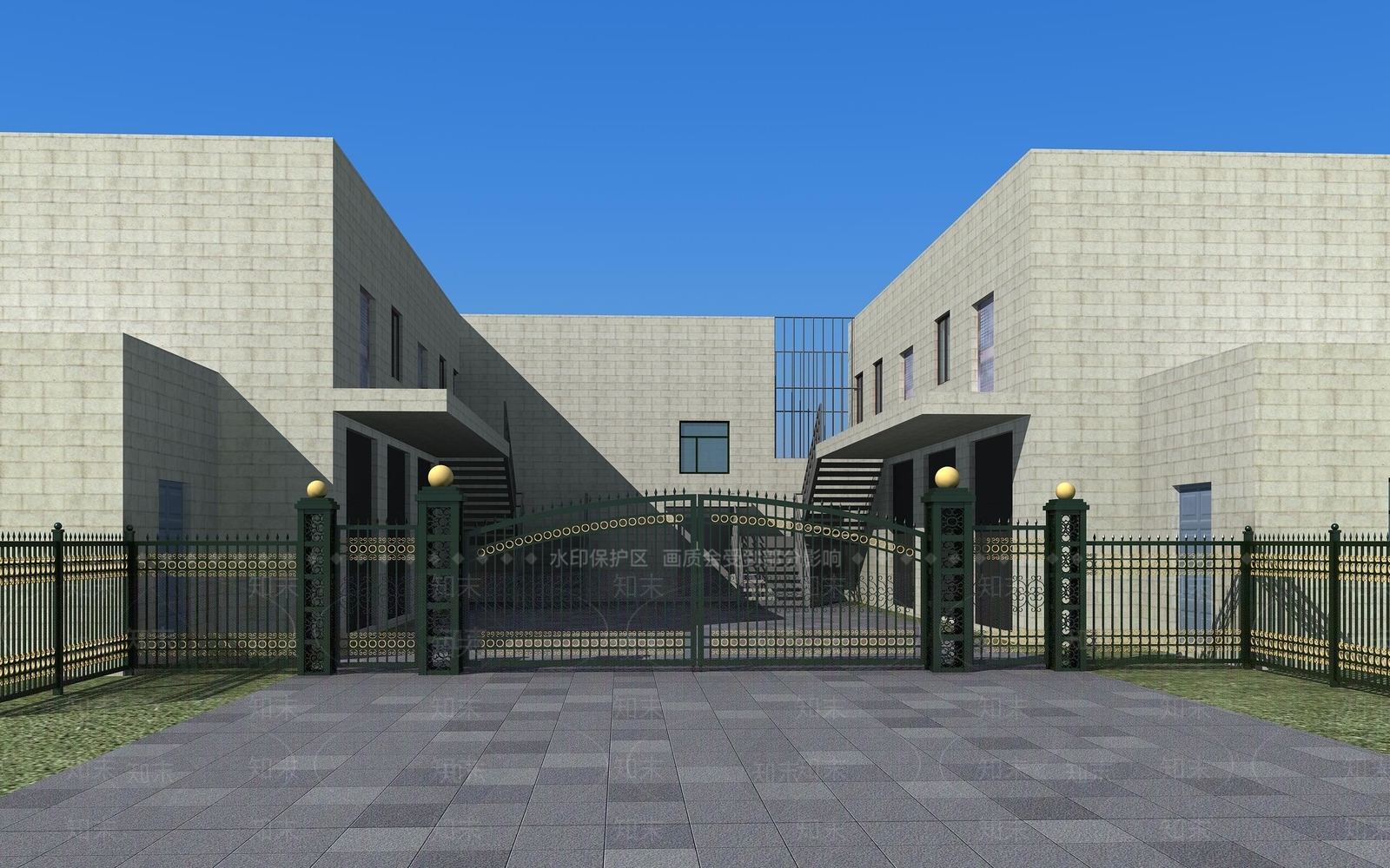 简欧铁艺大门3D模型下载【ID:1153318583】