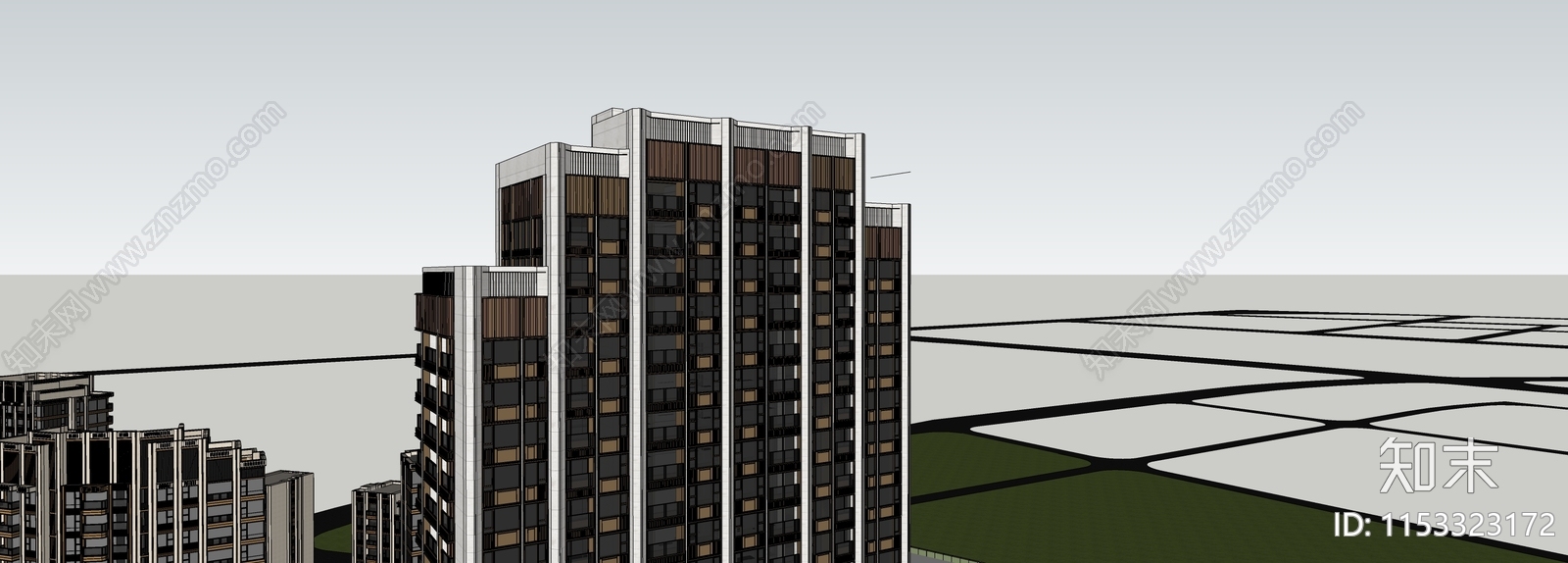 现代小区建筑SU模型下载【ID:1153323172】