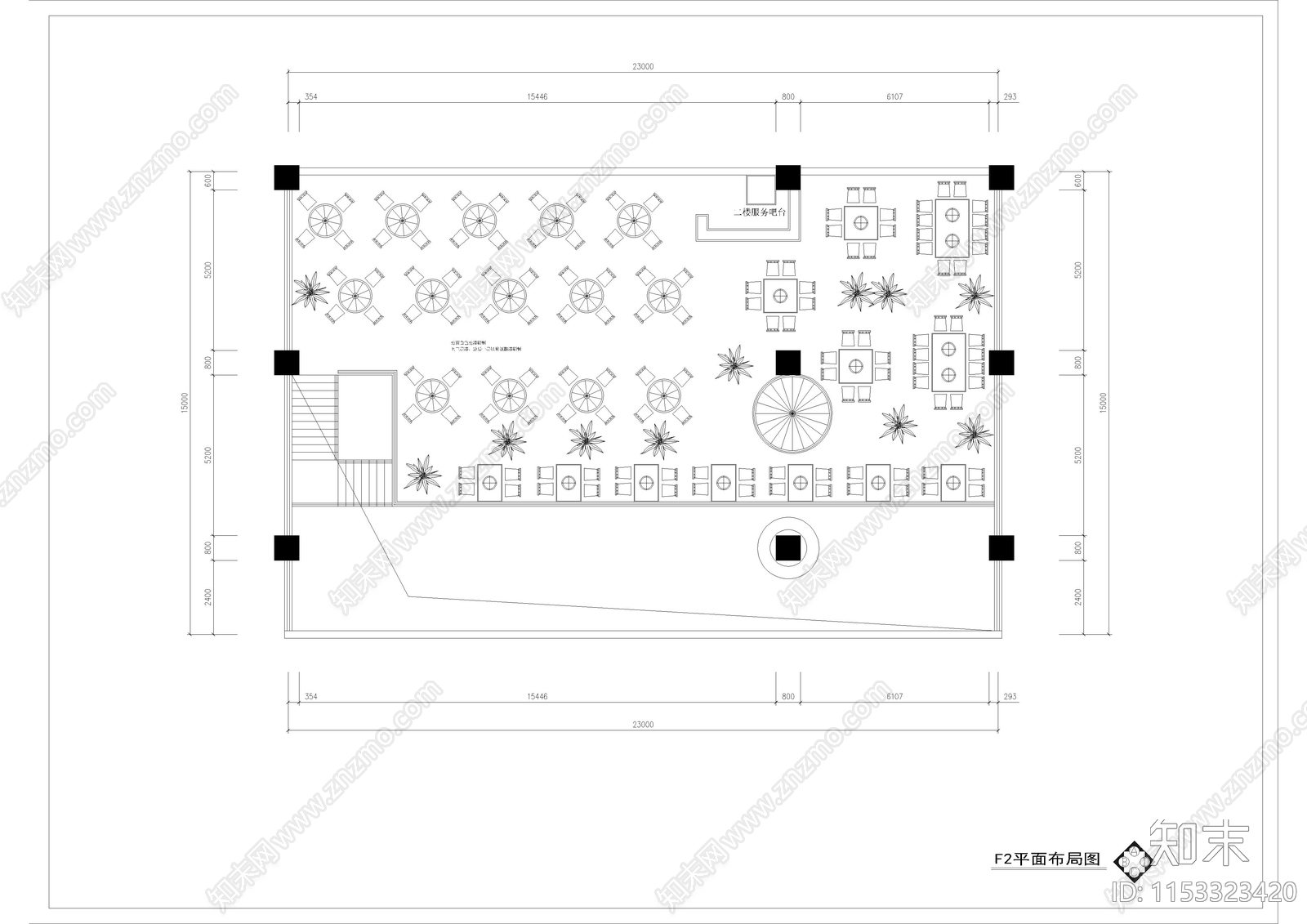 720㎡自助餐厅cad施工图下载【ID:1153323420】