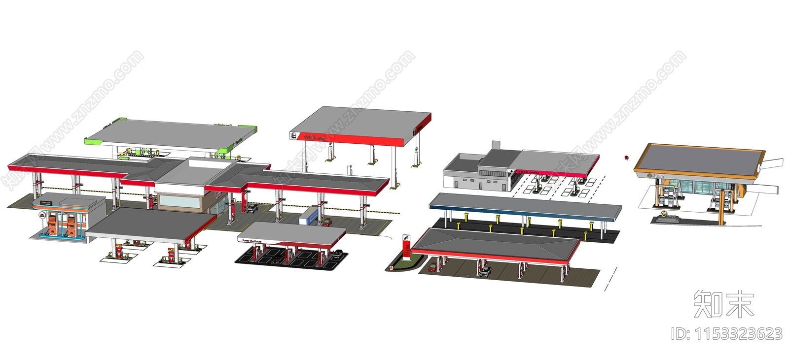 现代加油加气站SU模型下载【ID:1153323623】
