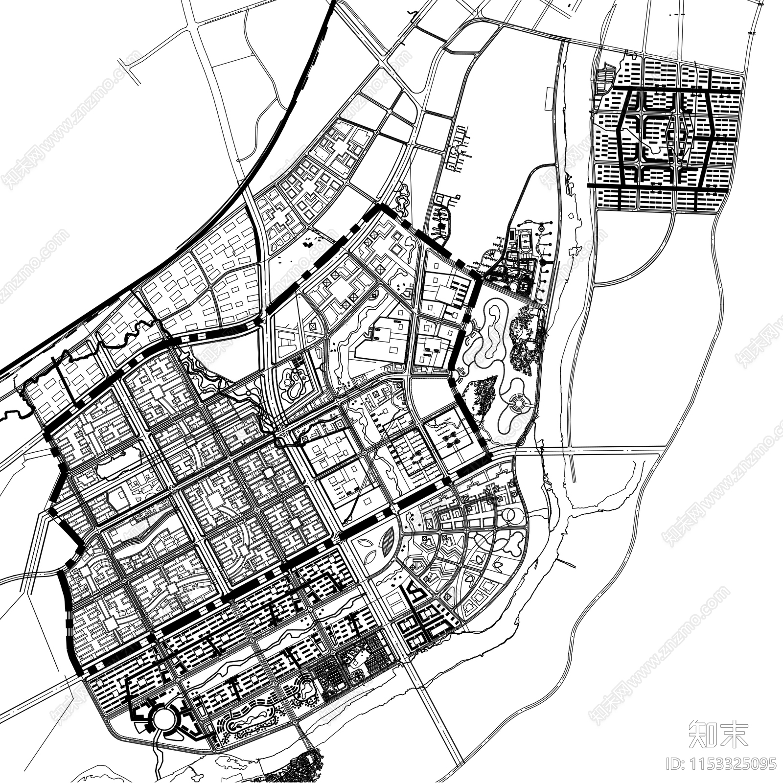 城市设计区域规划总平面施工图下载【ID:1153325095】