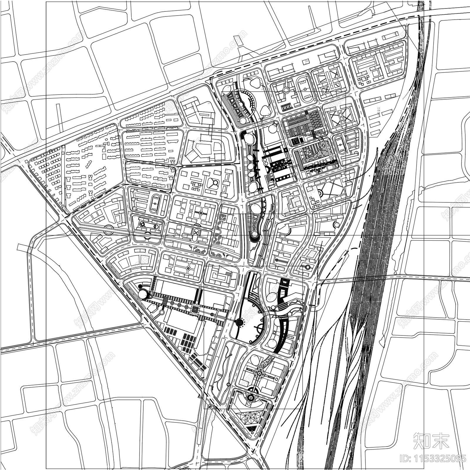 城市设计区域规划总平面施工图下载【ID:1153325095】