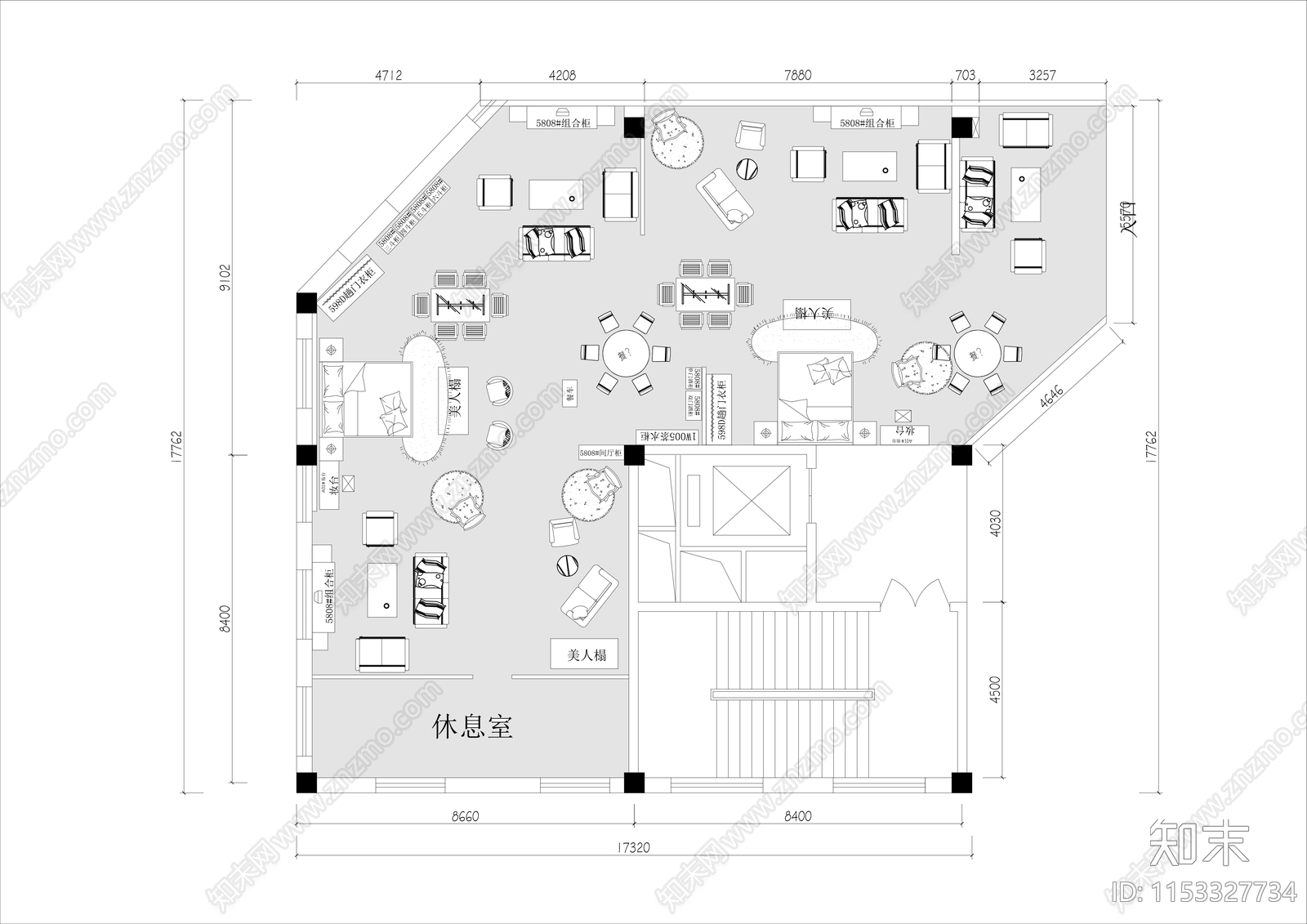 350㎡家具展厅平面布置施工图下载【ID:1153327734】
