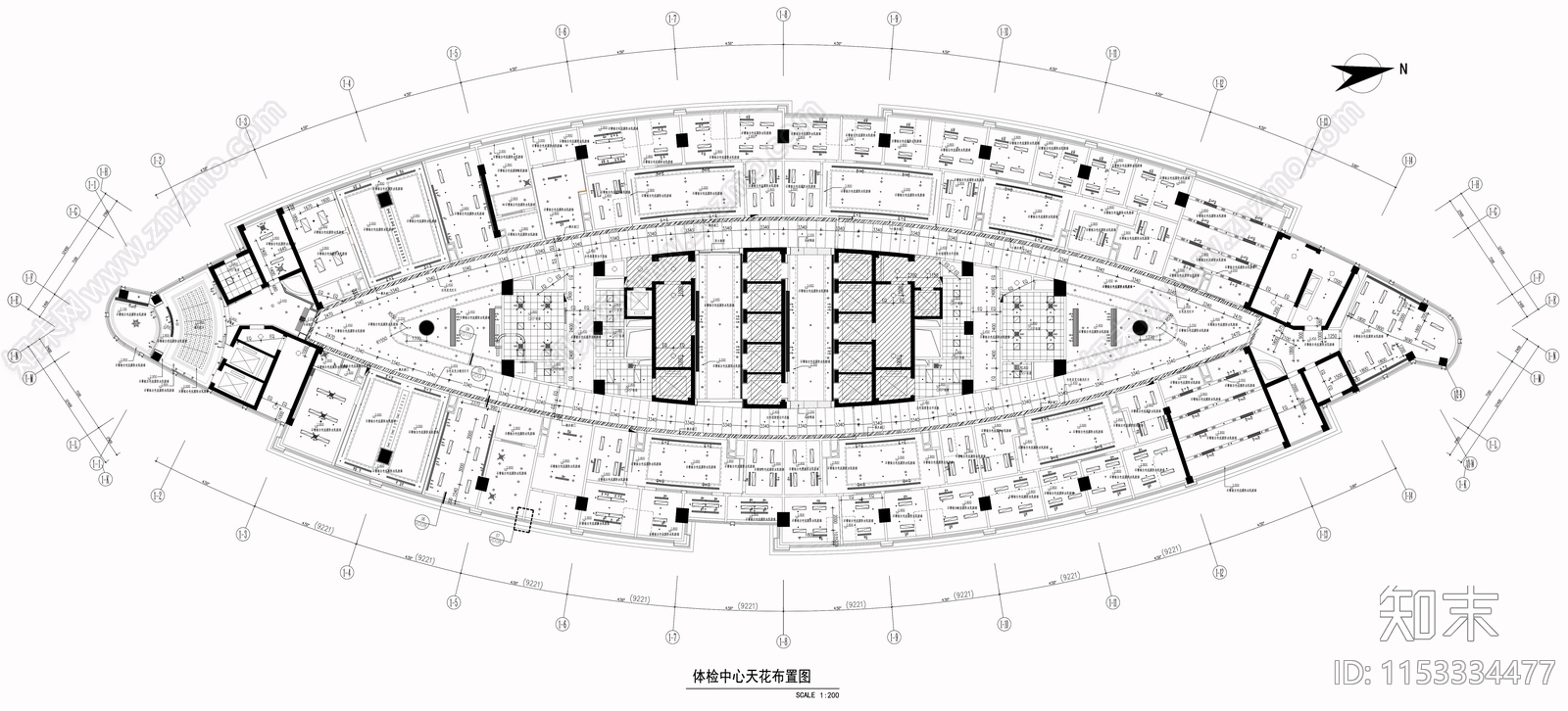 3500平三甲医院体检中心cad施工图下载【ID:1153334477】