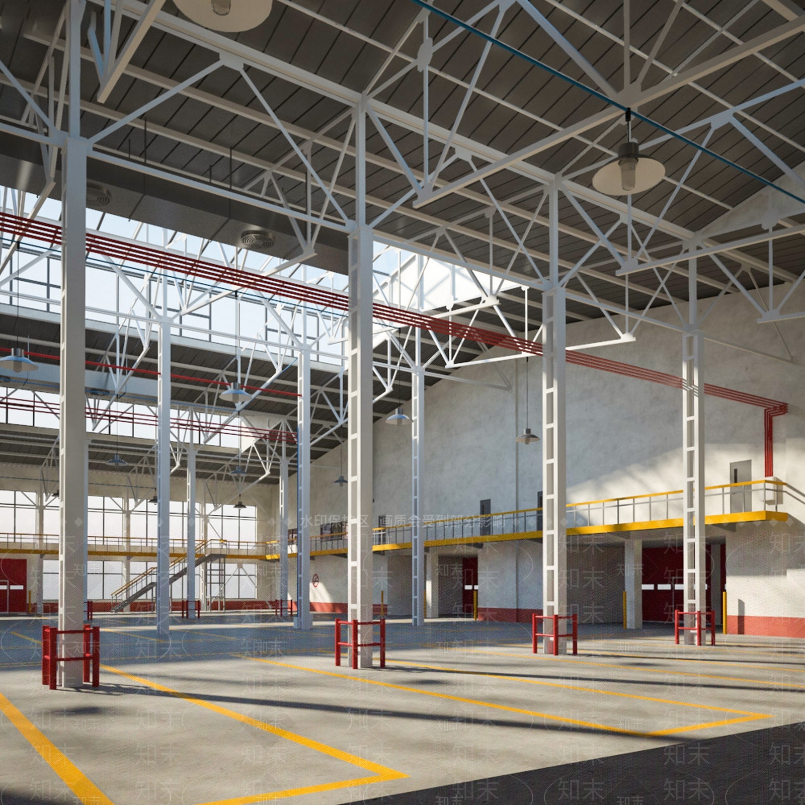 工业风钢结构工业厂房3D模型下载【ID:1153335160】