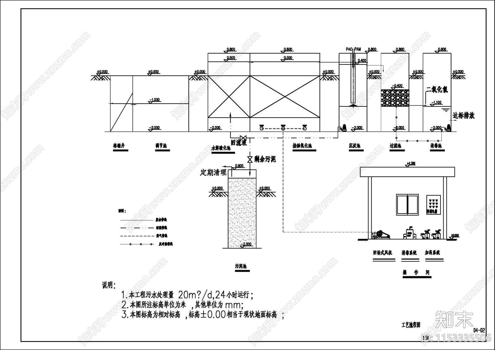 20立方地埋式一体化污水处理设备施工图下载【ID:1153335506】