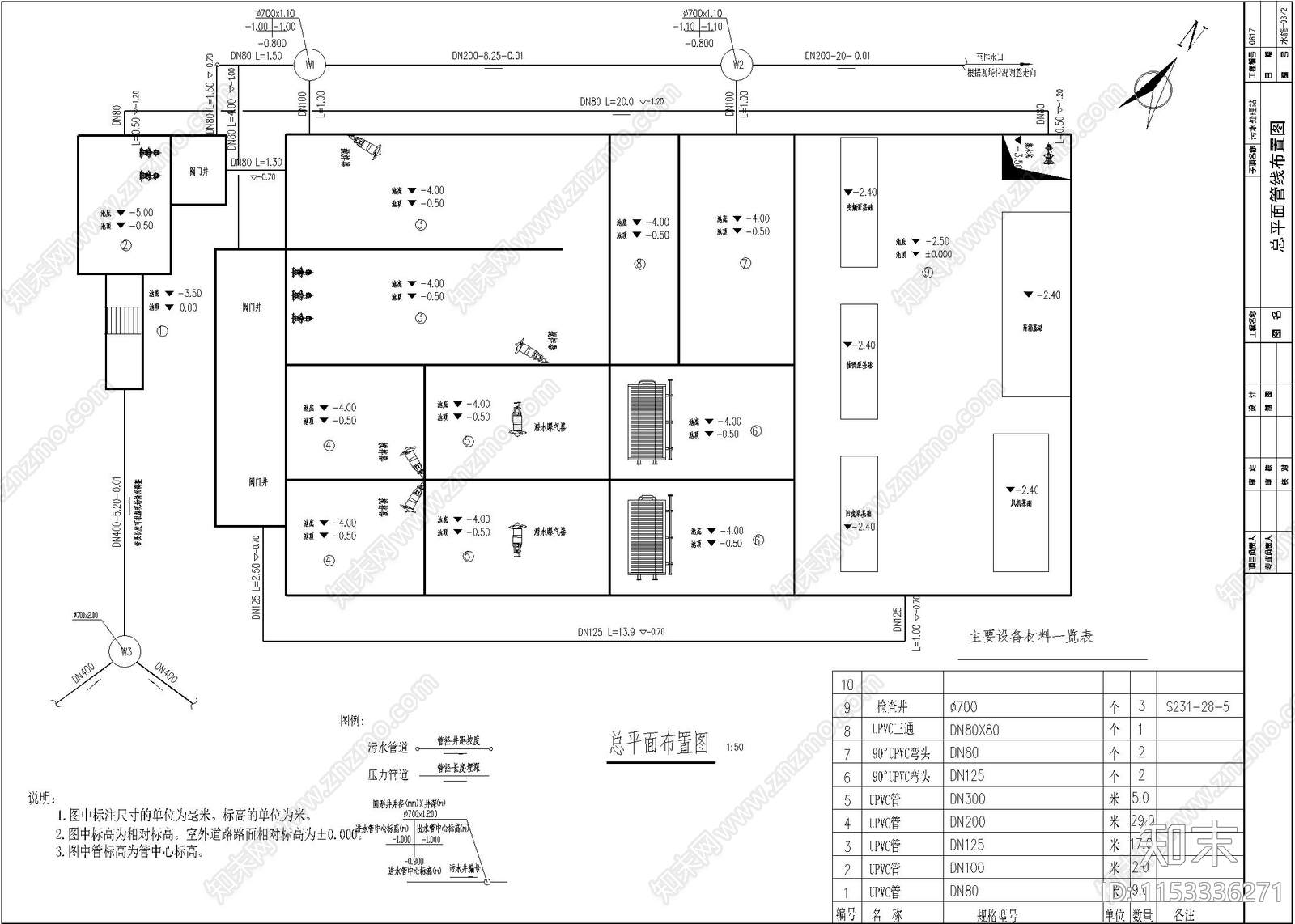 污水处理站水处理工艺cad施工图下载【ID:1153336271】