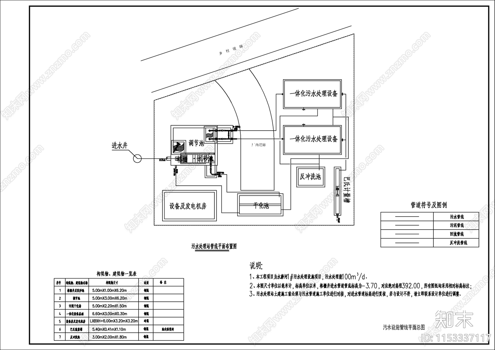 四川河渠综合治理工程污水处理设施cad施工图下载【ID:1153337117】