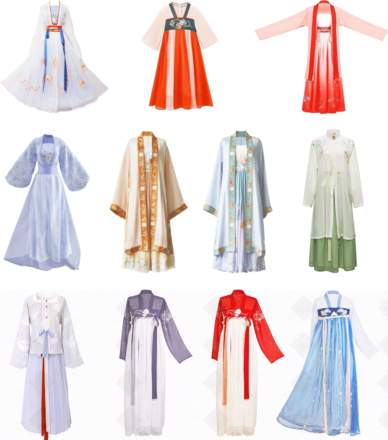 2D女士汉服服装组合SU模型下载【ID:1153337214】