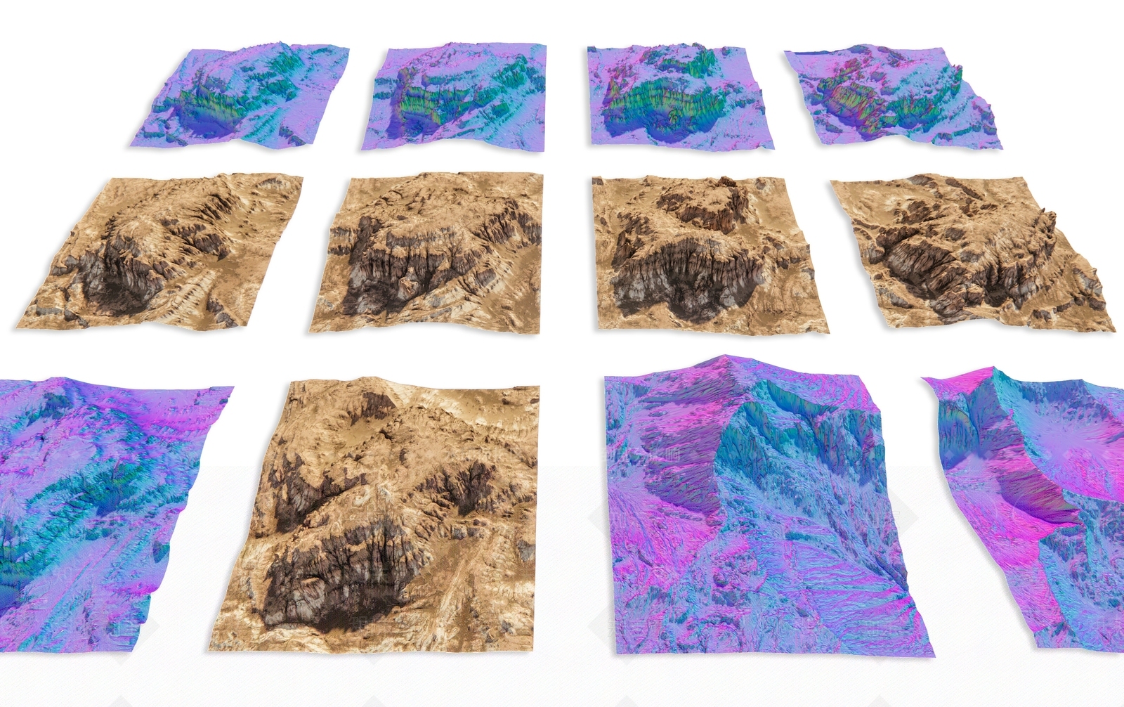 现代自然山脉山峰山体地形分析图3D模型下载【ID:1153338042】