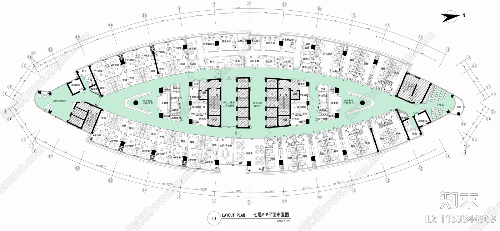 7000平综合医院VIP专家诊疗中心cad施工图下载【ID:1153344369】