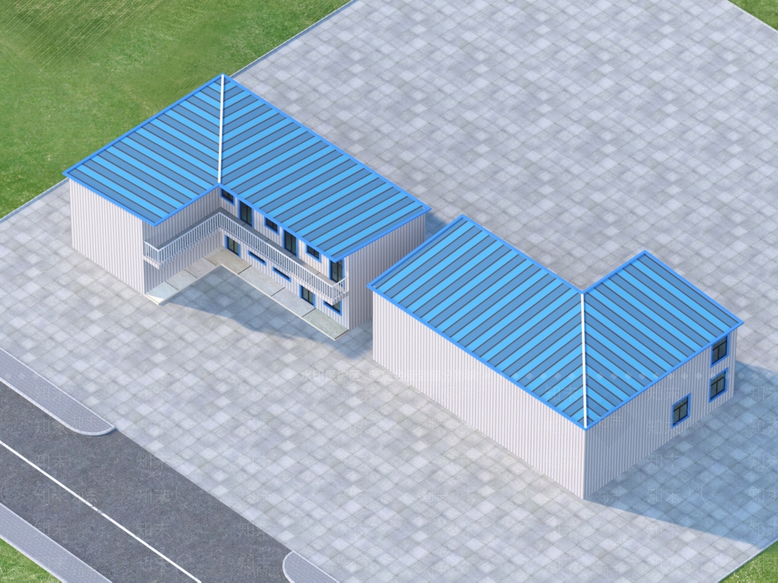 工业风钢构厂房效果图3D模型下载【ID:1153344767】