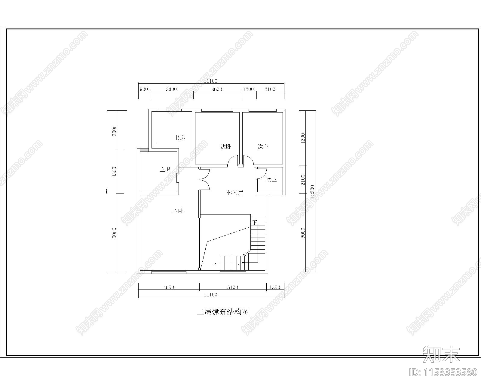 跃层户型装修设计方案cad施工图下载【ID:1153353580】