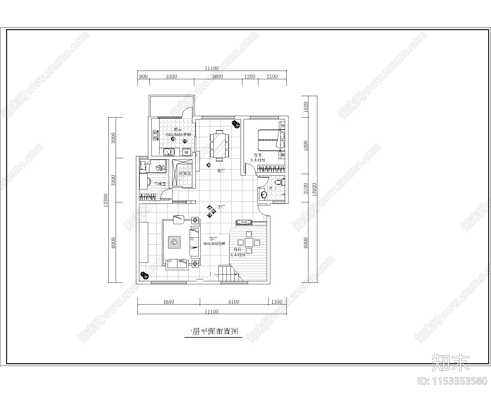 跃层户型装修设计方案cad施工图下载【ID:1153353580】