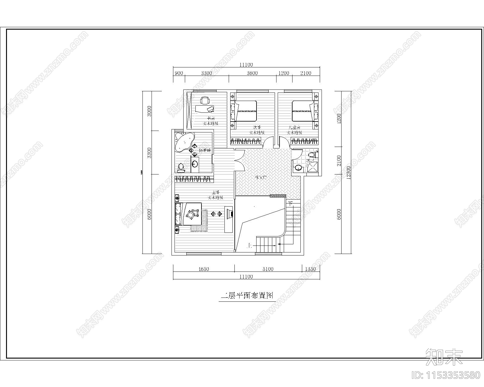 跃层户型装修设计方案cad施工图下载【ID:1153353580】