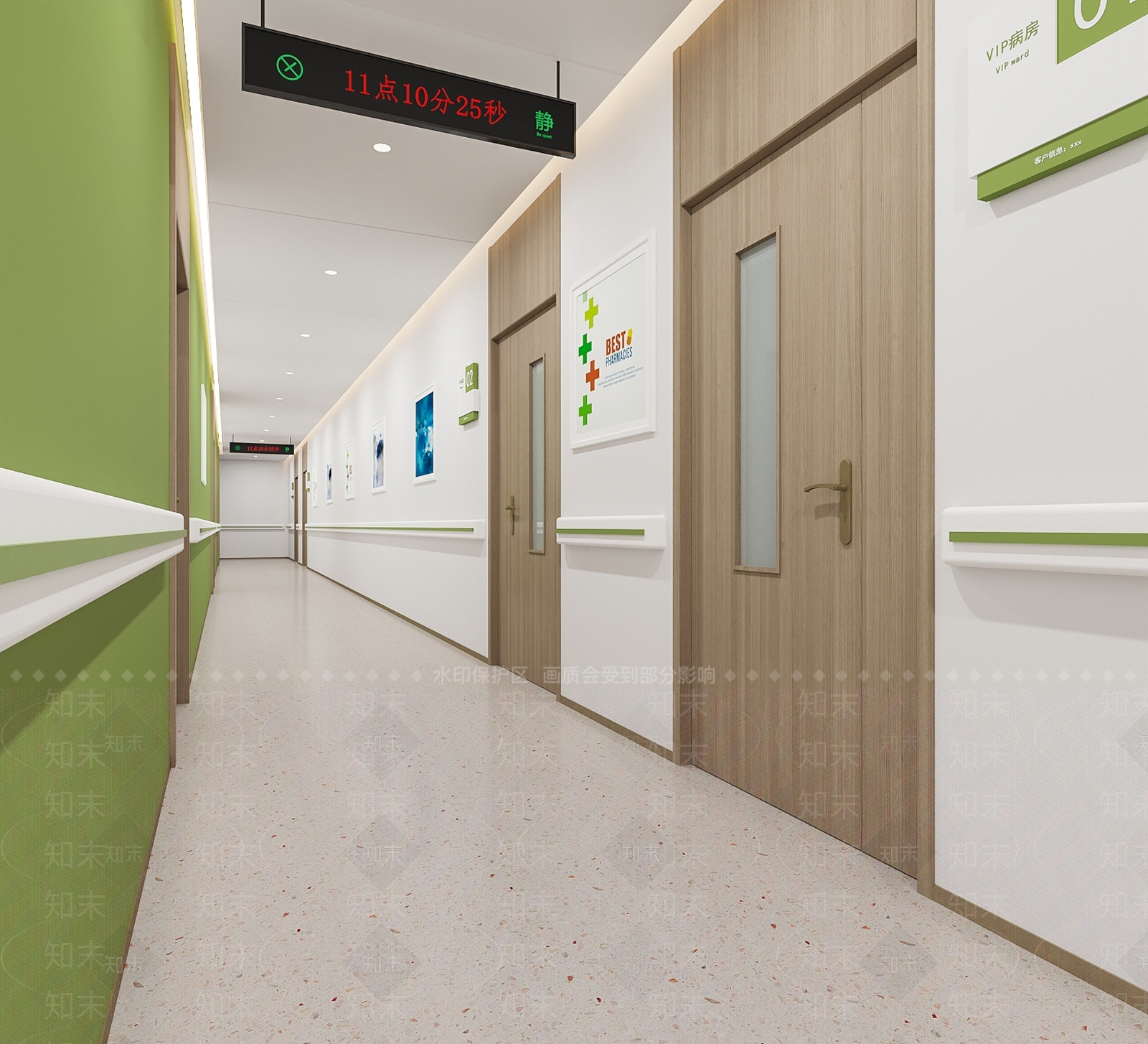 现代医院走廊3D模型下载【ID:1153353852】