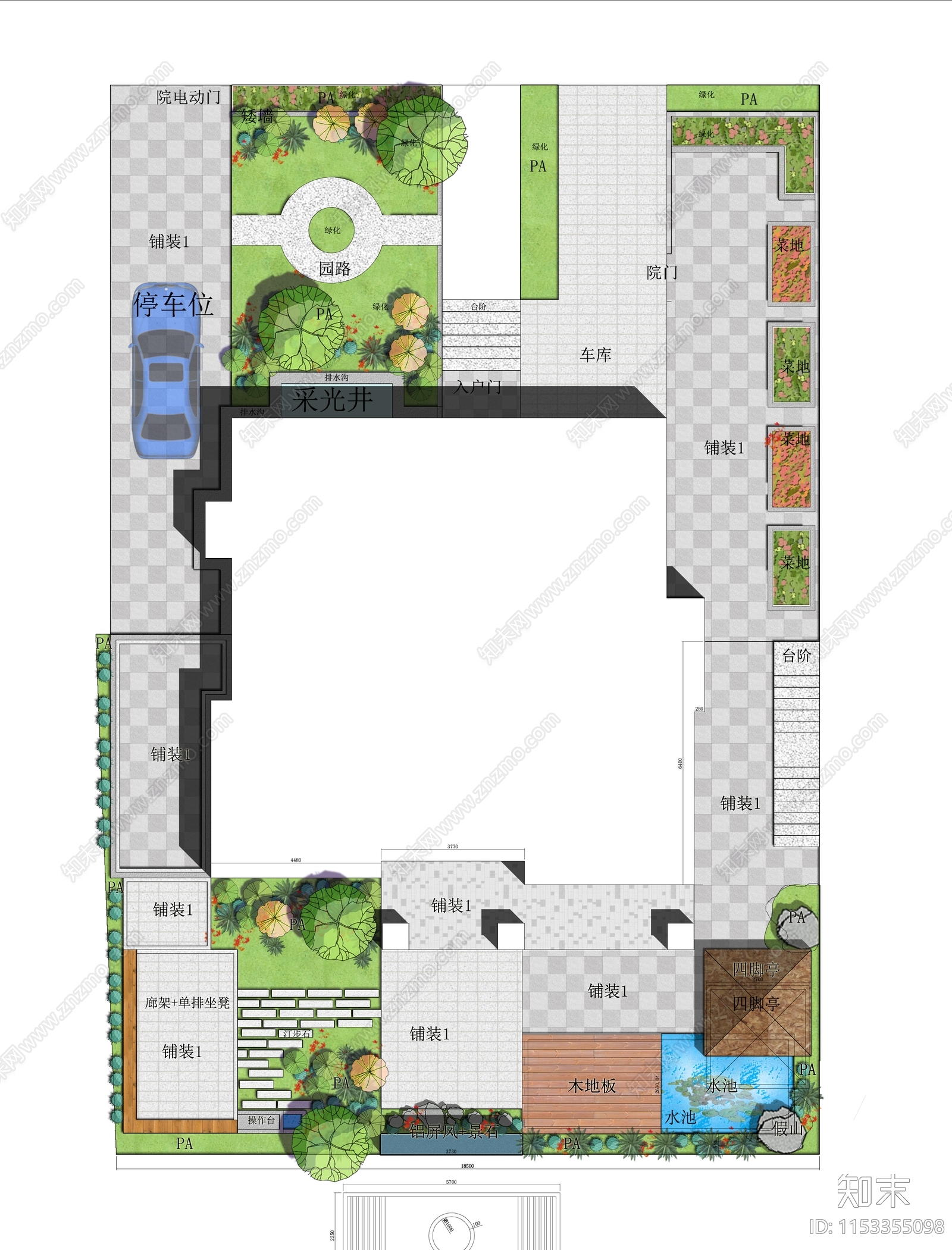 新中式庭院花园SU模型下载【ID:1153355098】