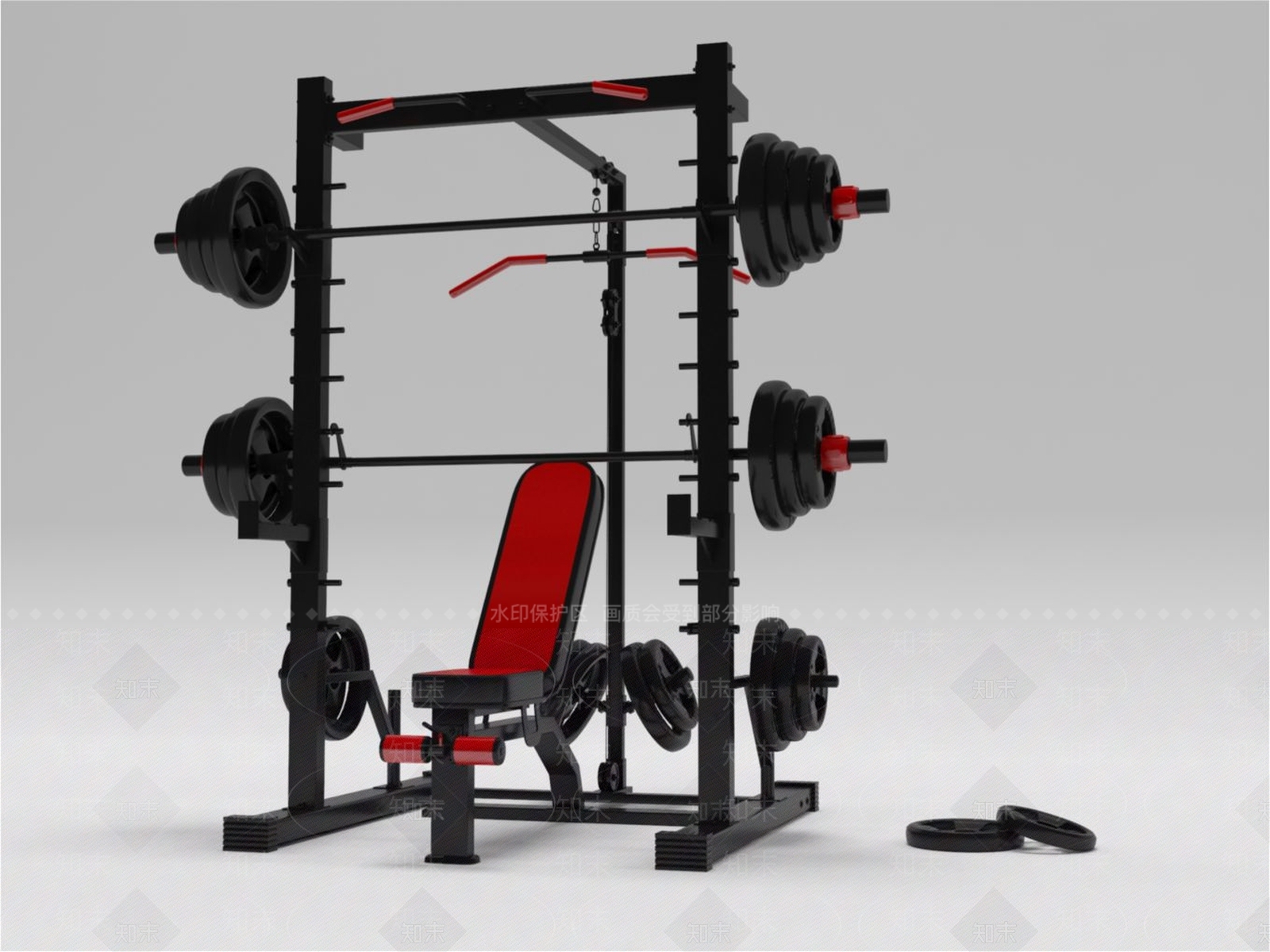 健身房器材3D模型下载【ID:1153355145】