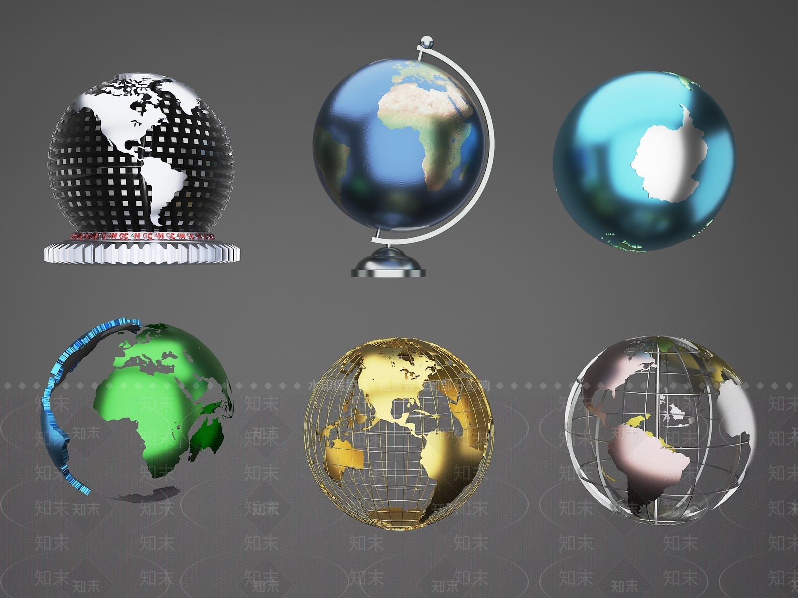 现代地球仪摆件3D模型下载【ID:1153355645】