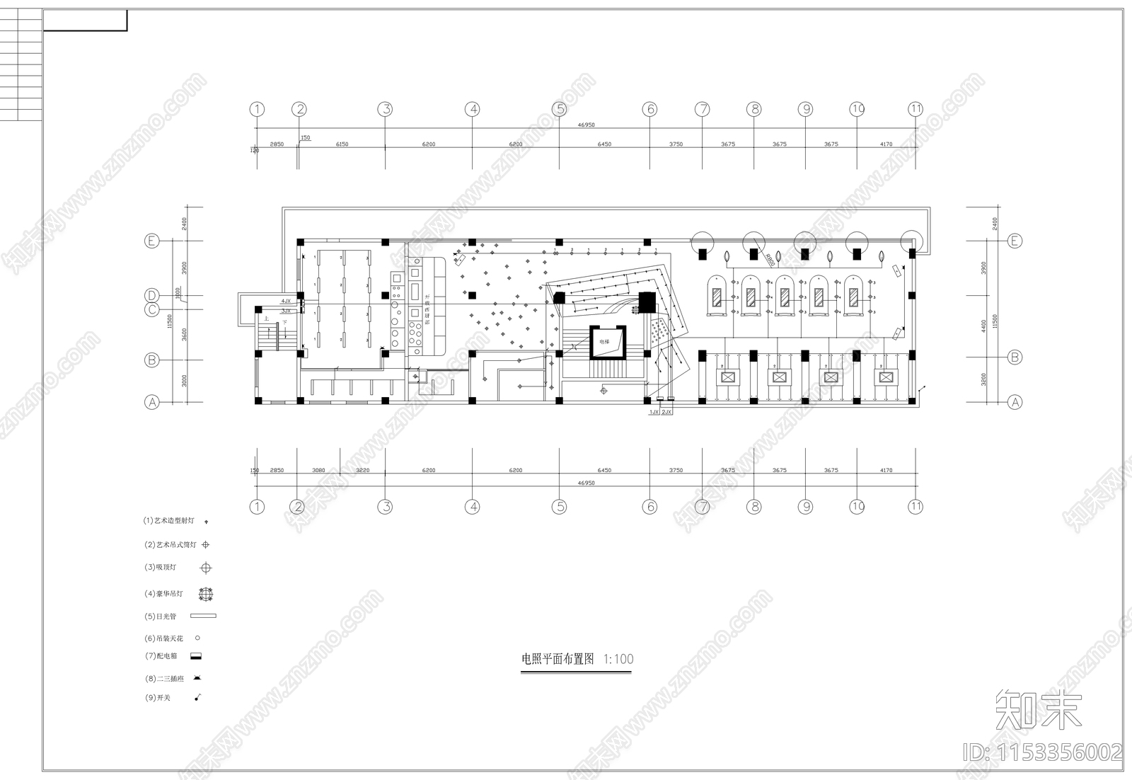 西餐厅设计装修及电气设计施工图下载【ID:1153356002】