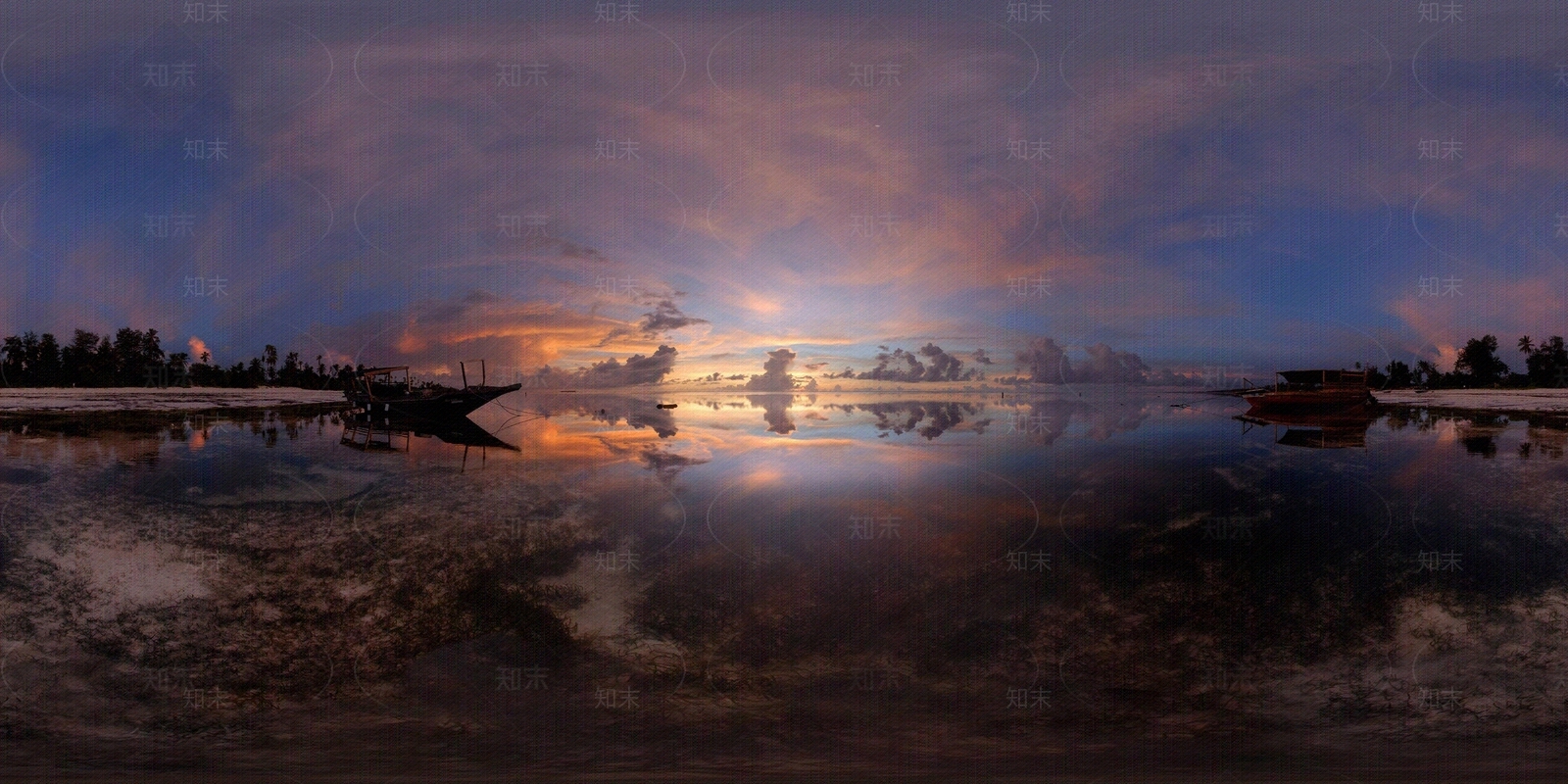 hdr湖边黄昏全景贴图下载【ID:1153356982】