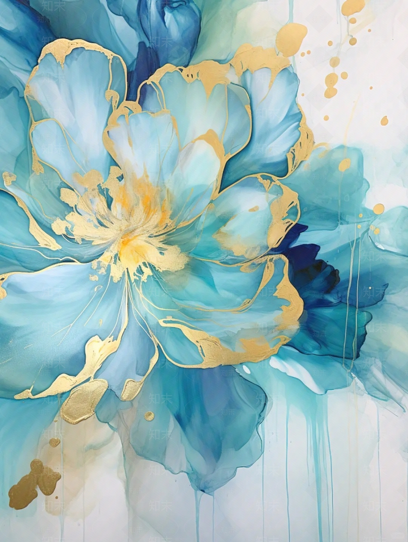 鎏金花朵牡丹贴图下载【ID:1153357806】